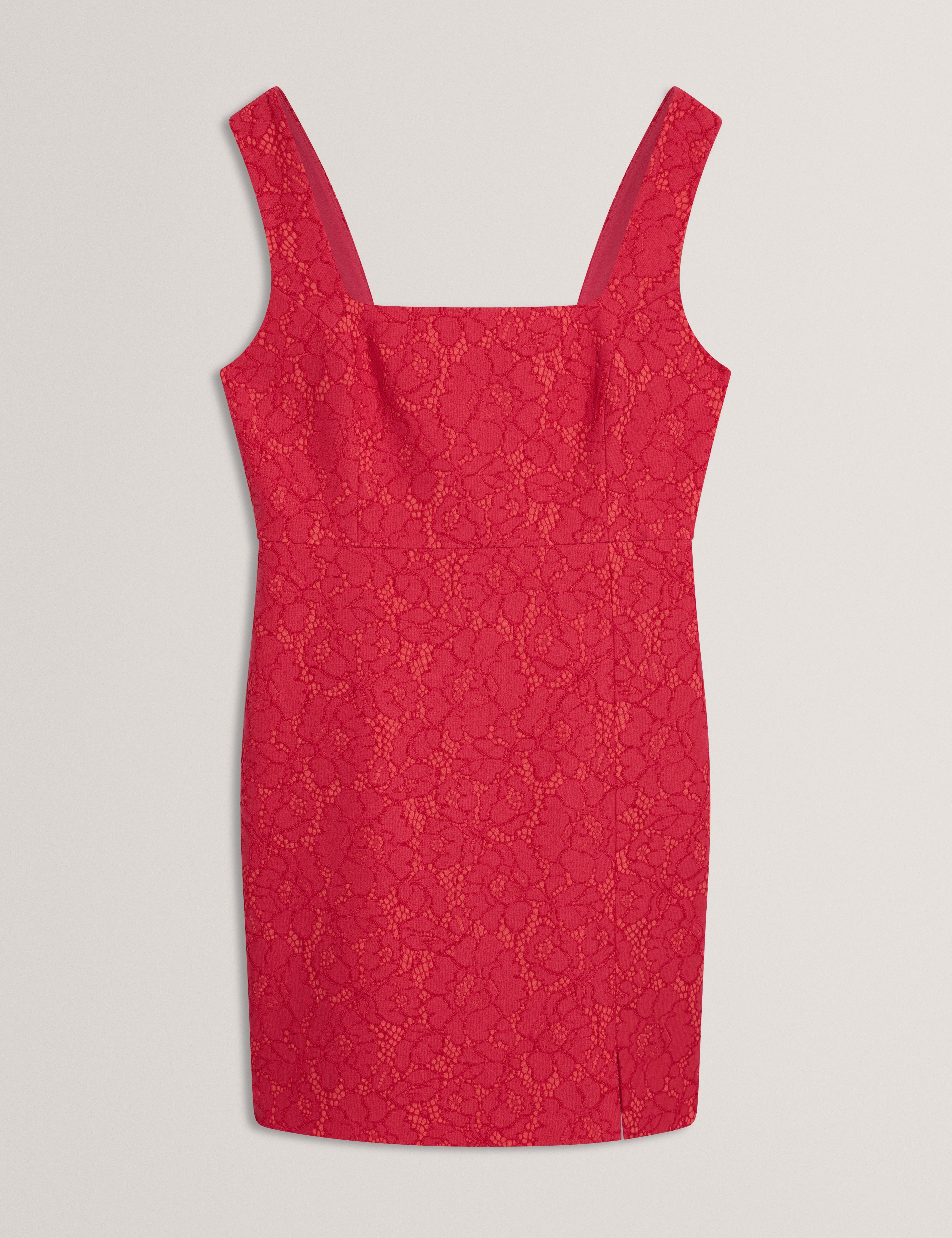 Meriod Bonded Lace Mini Dress With Slit Fuchsia