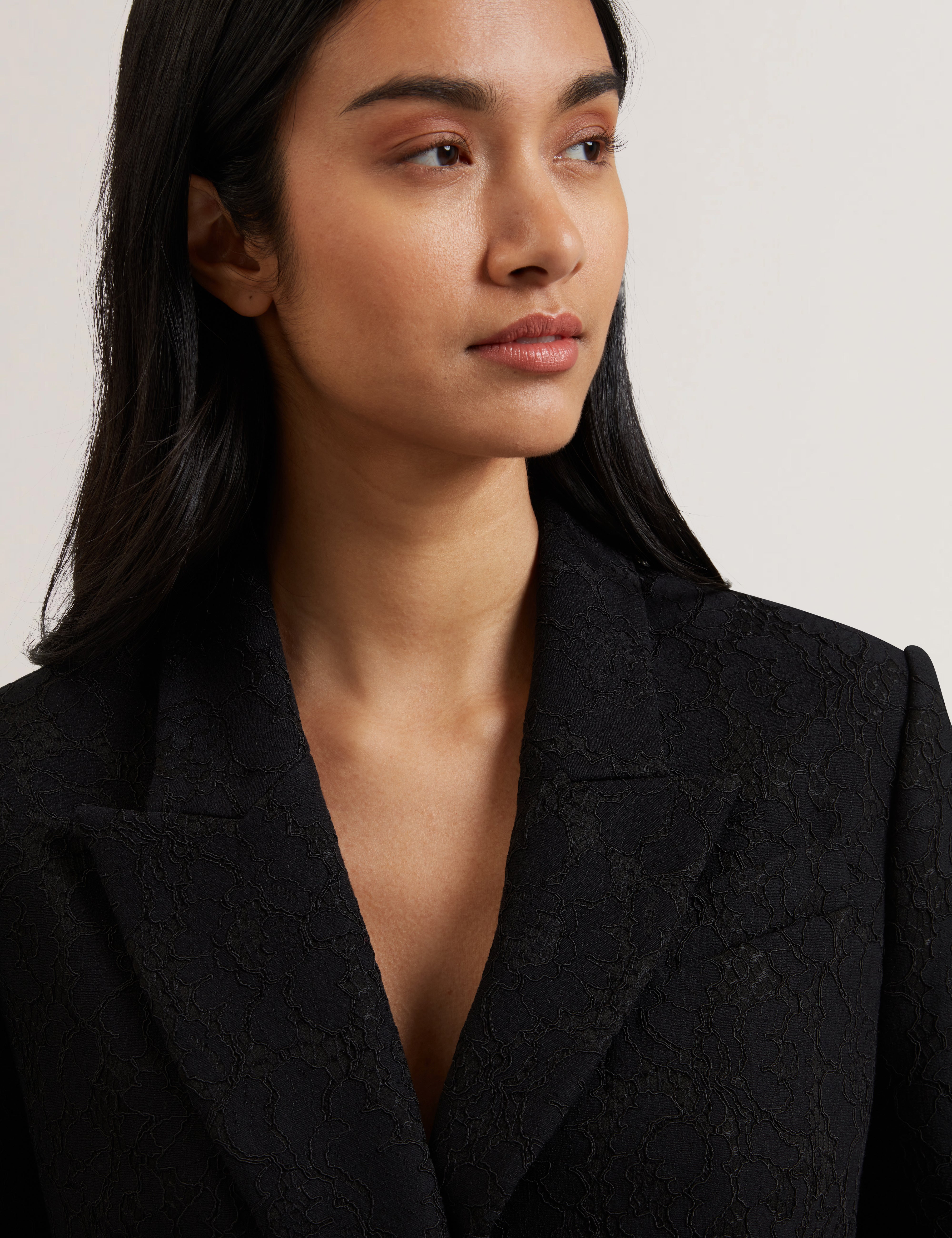 Merio Bonded Lace Sb Relaxed Blazer Black