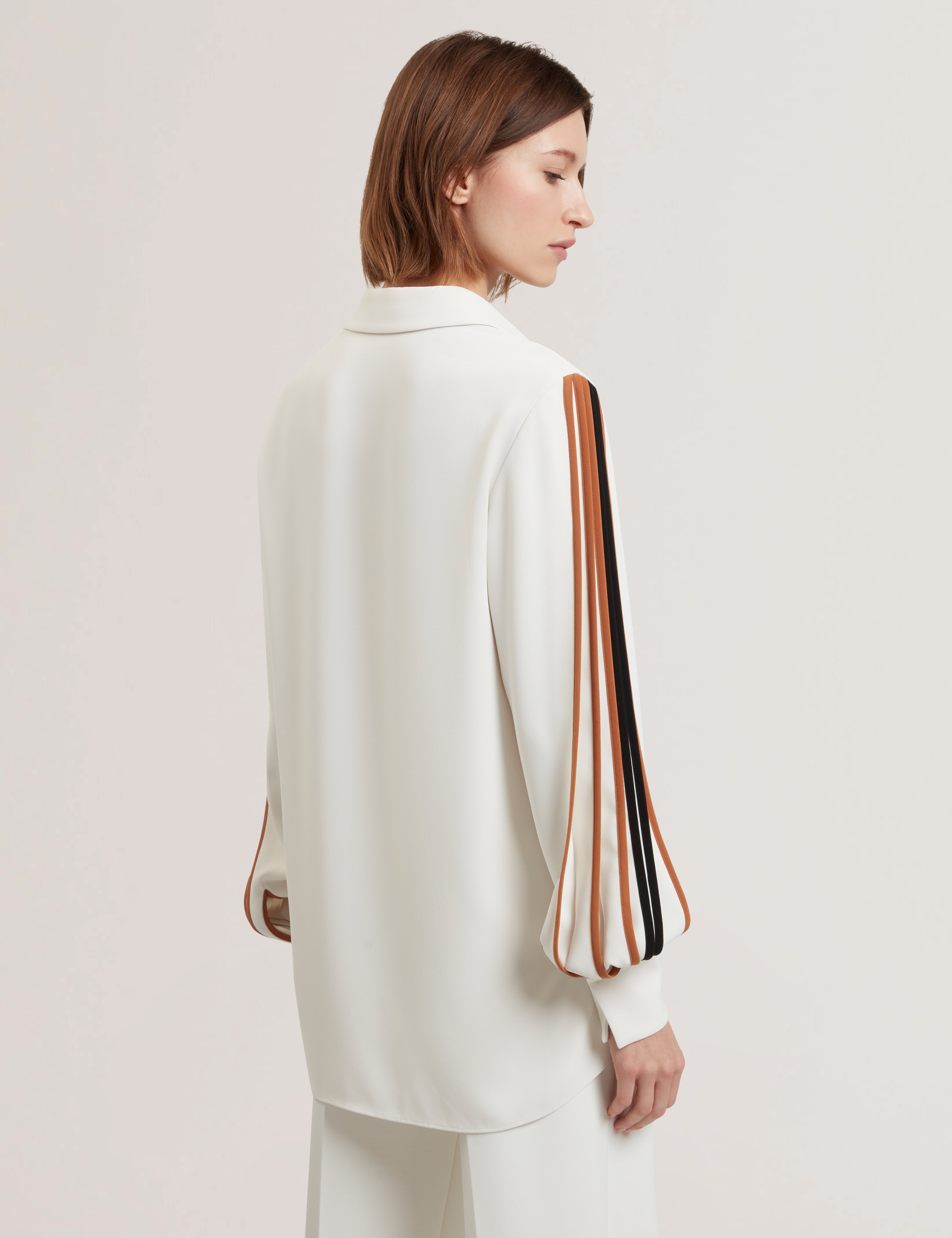 Miriti Piping Detail Long Sleeve Shirt Ivory