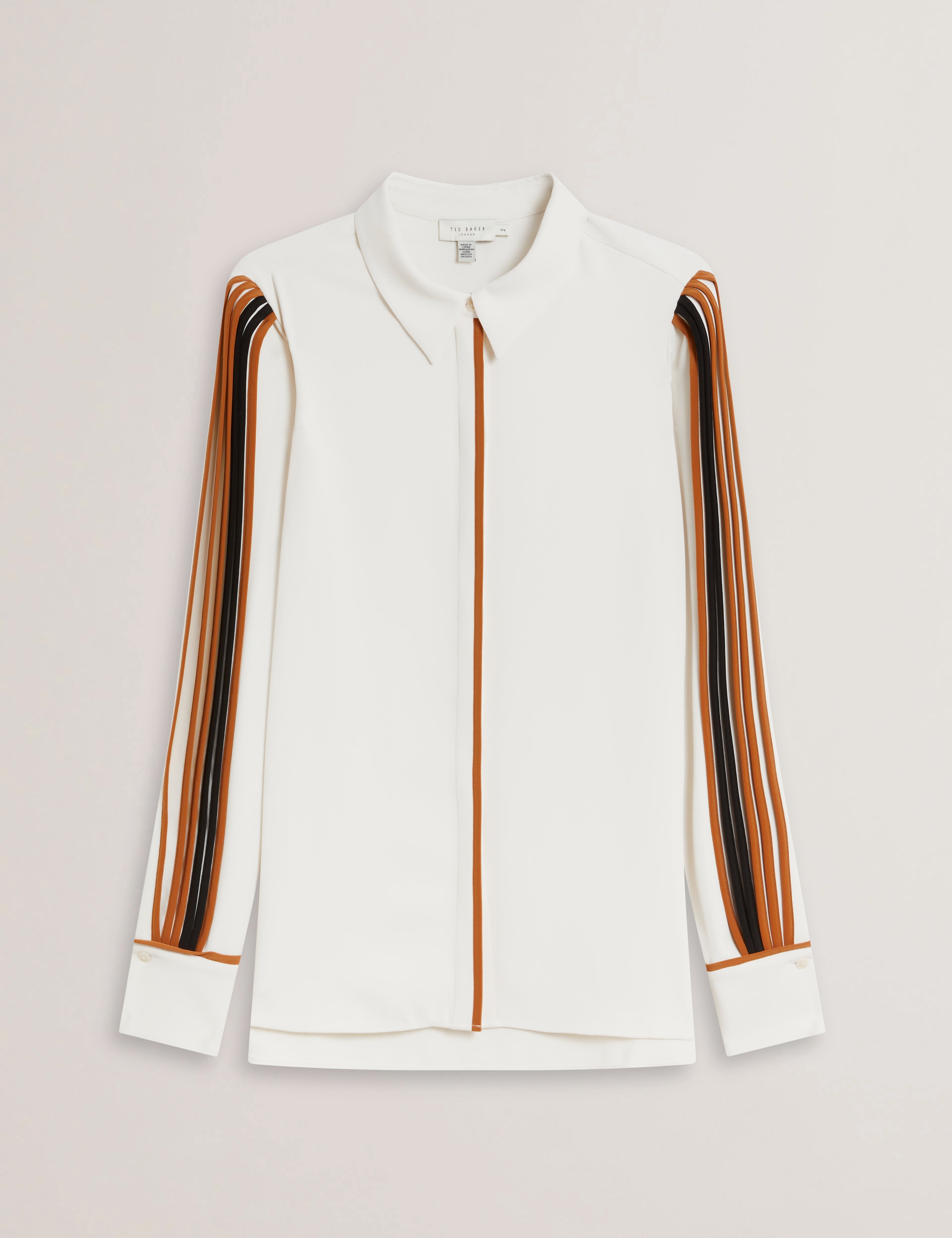 Miriti Piping Detail Long Sleeve Shirt Ivory