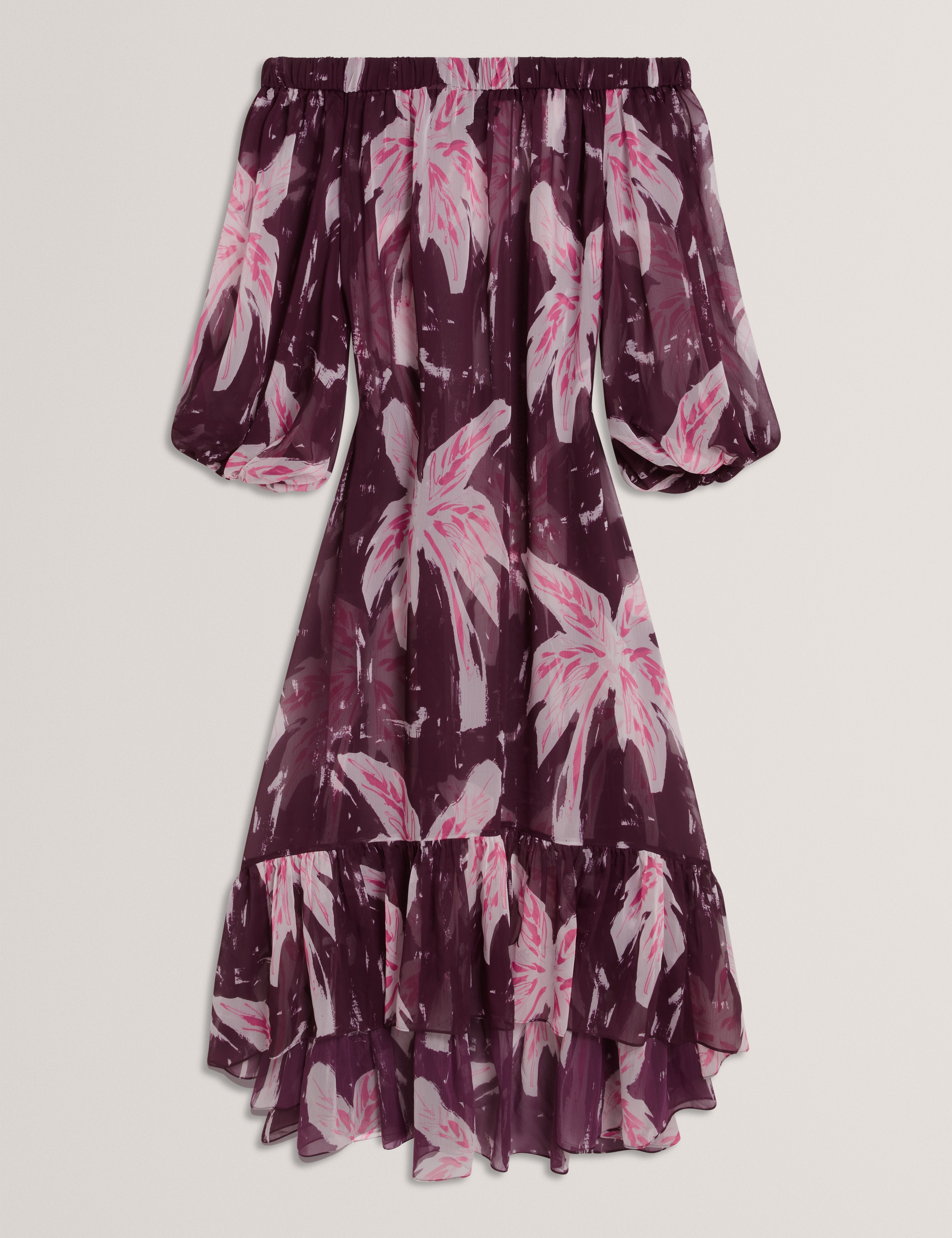 Montaya Printed Bardot Maxi Cover Up Maroon