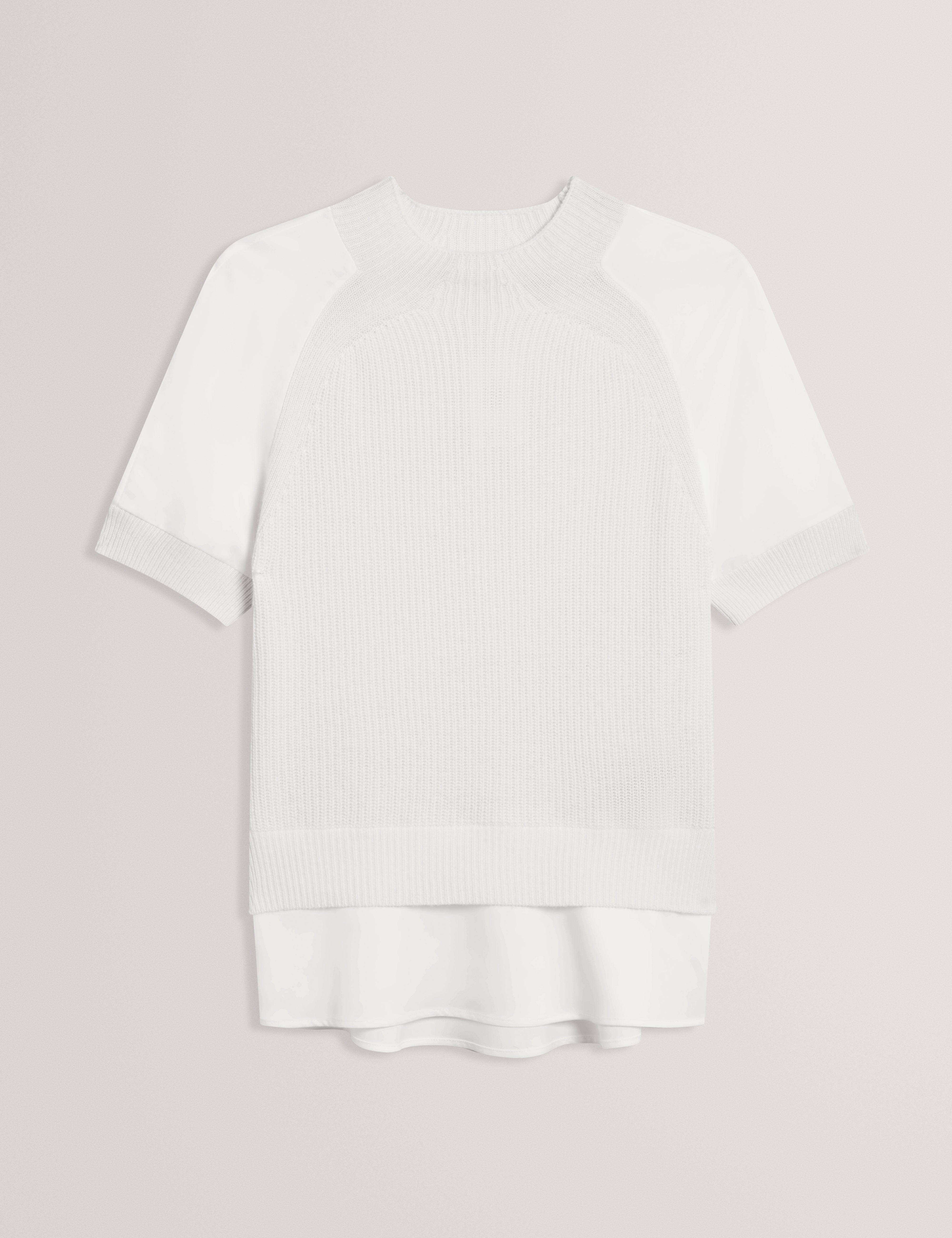 Onzaa Woven Detailed Raglan Short Sleeve Jumper Ivory