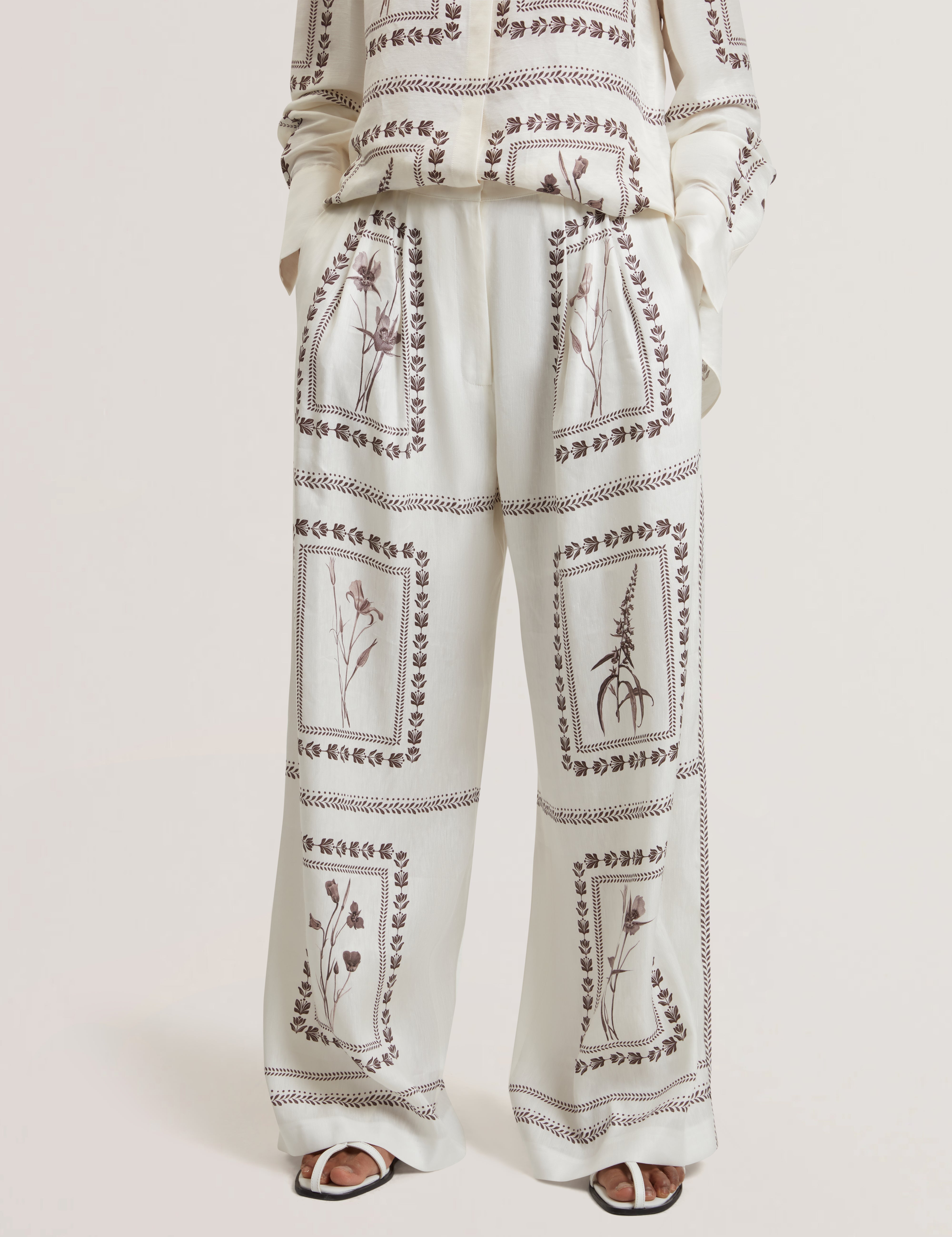 Ornitha Linen Silk Wide Leg Trouser Ivory
