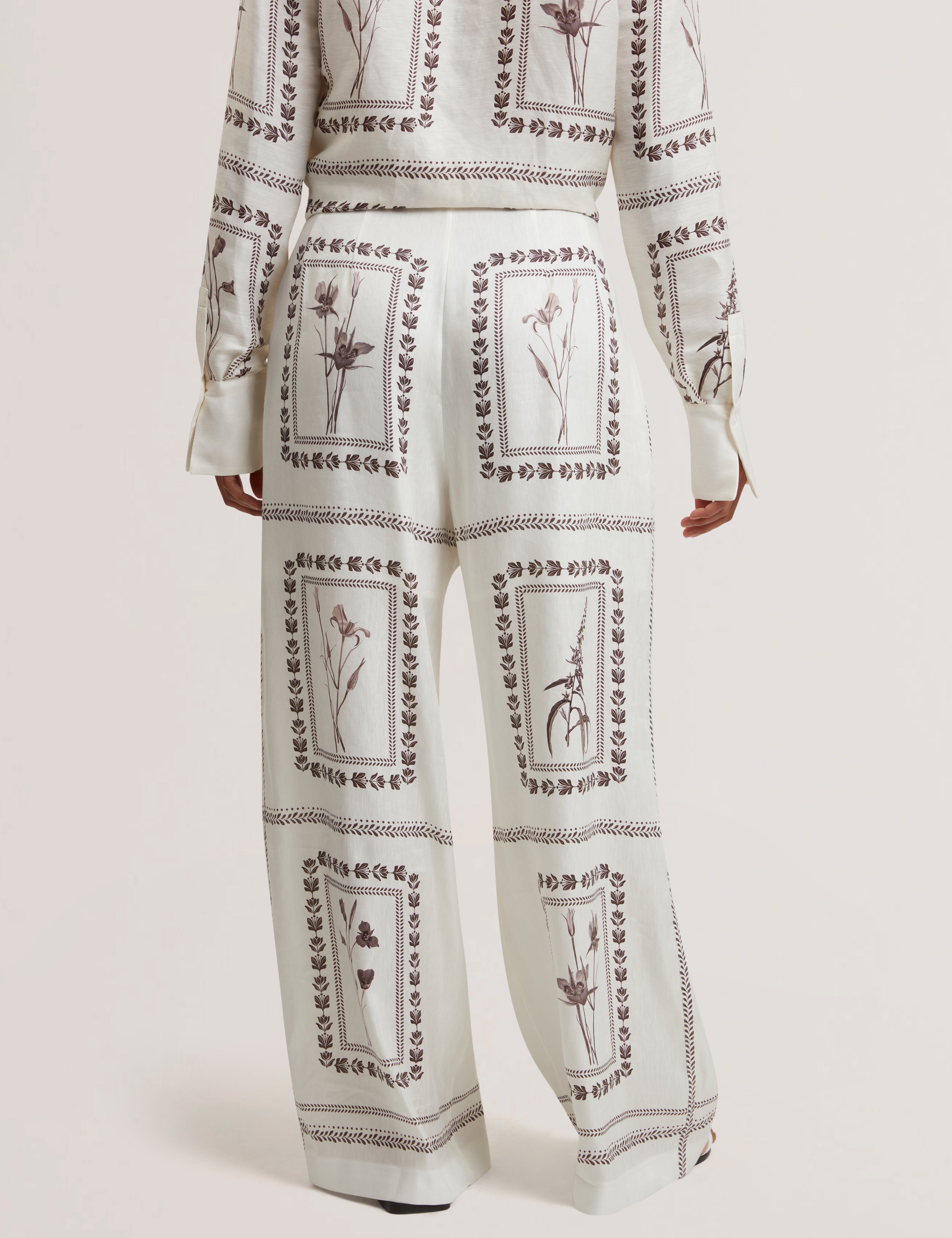 Ornitha Linen Silk Wide Leg Trouser Ivory