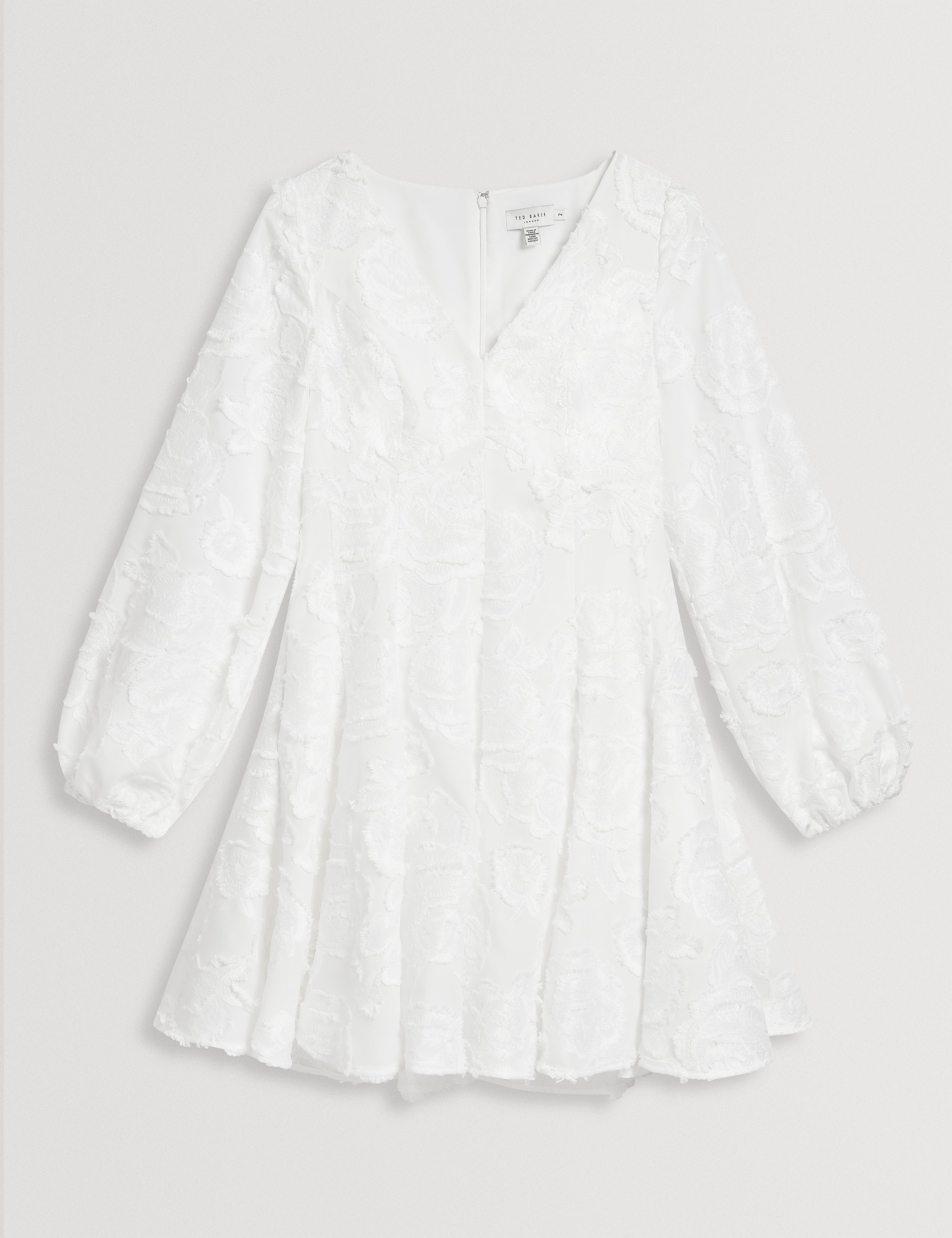 Pluna Trim Detail Textured Mini Dress White