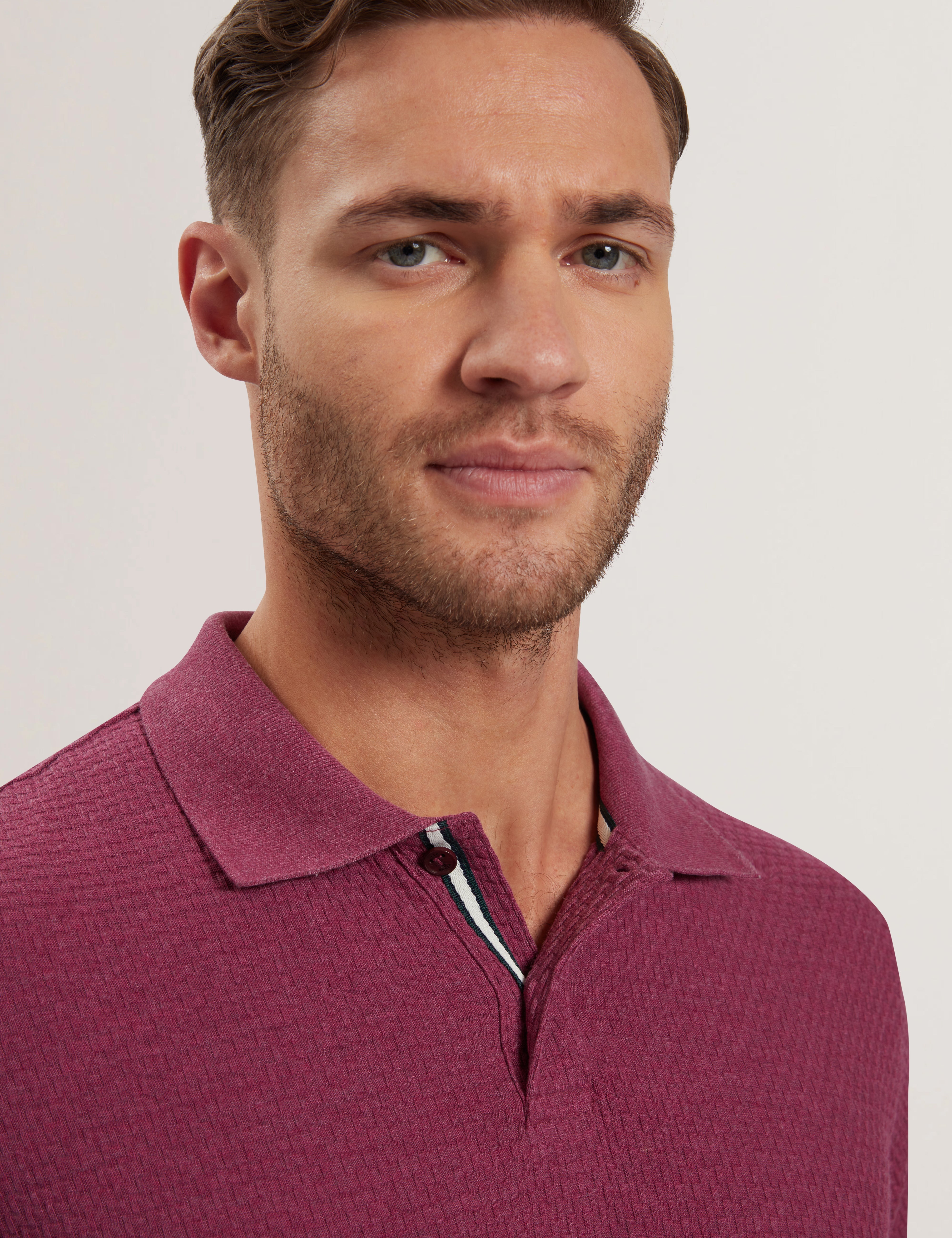 Redman Short Sleeve Regular Textured Polo Fuchsia