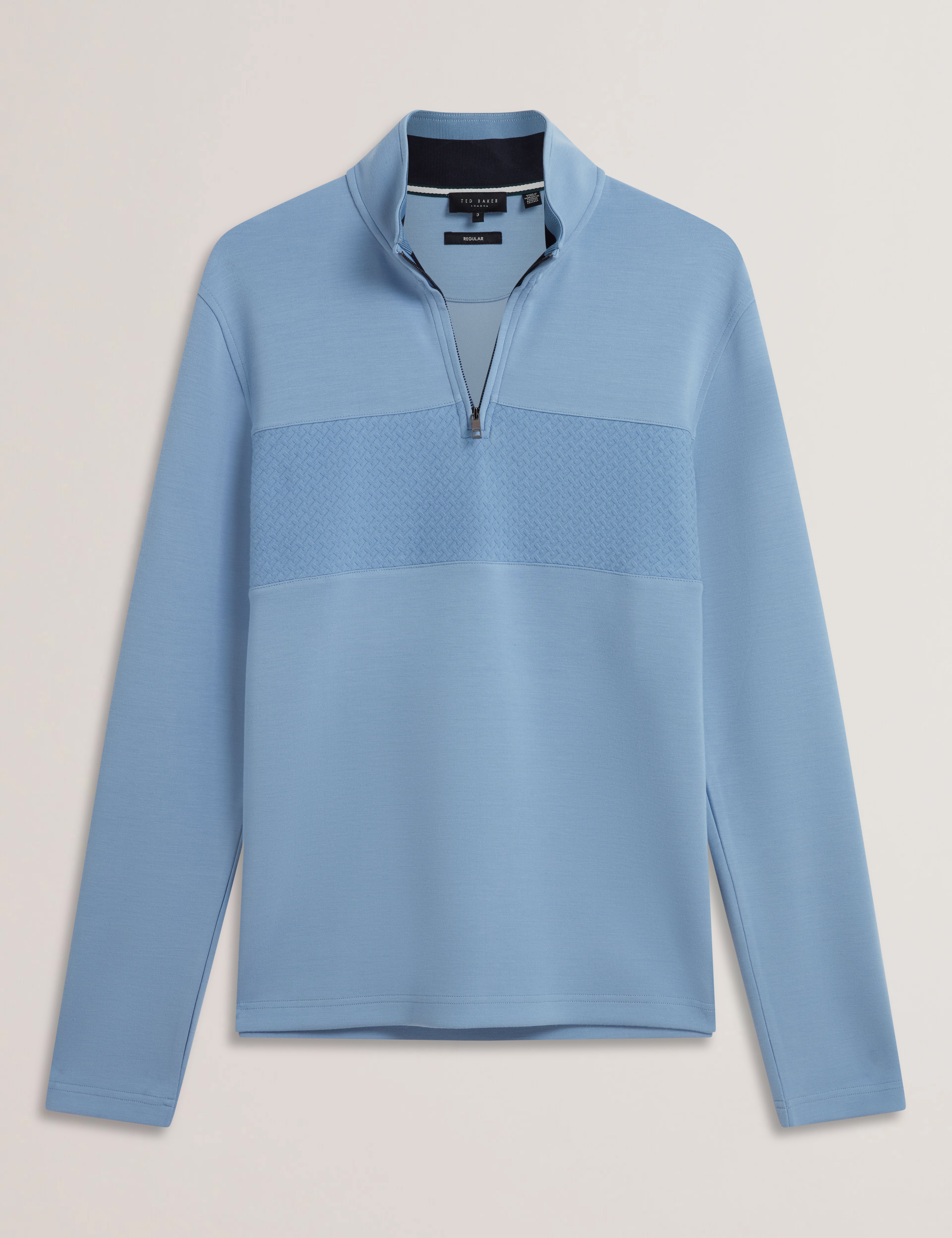 Simonea Ls Regular Herringbone Half-Zip Blue