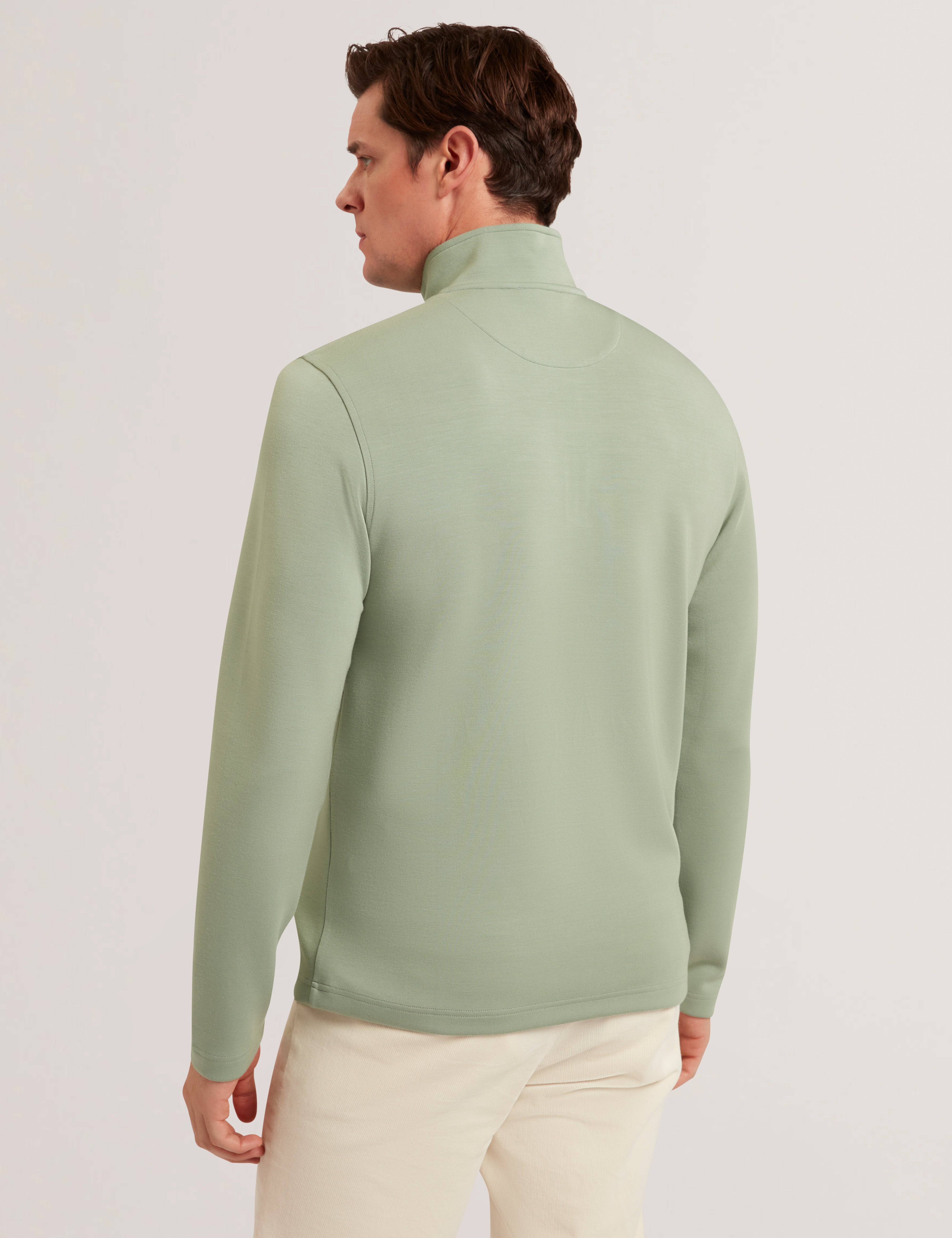 Simonea Ls Regular Herringbone Half-Zip Green