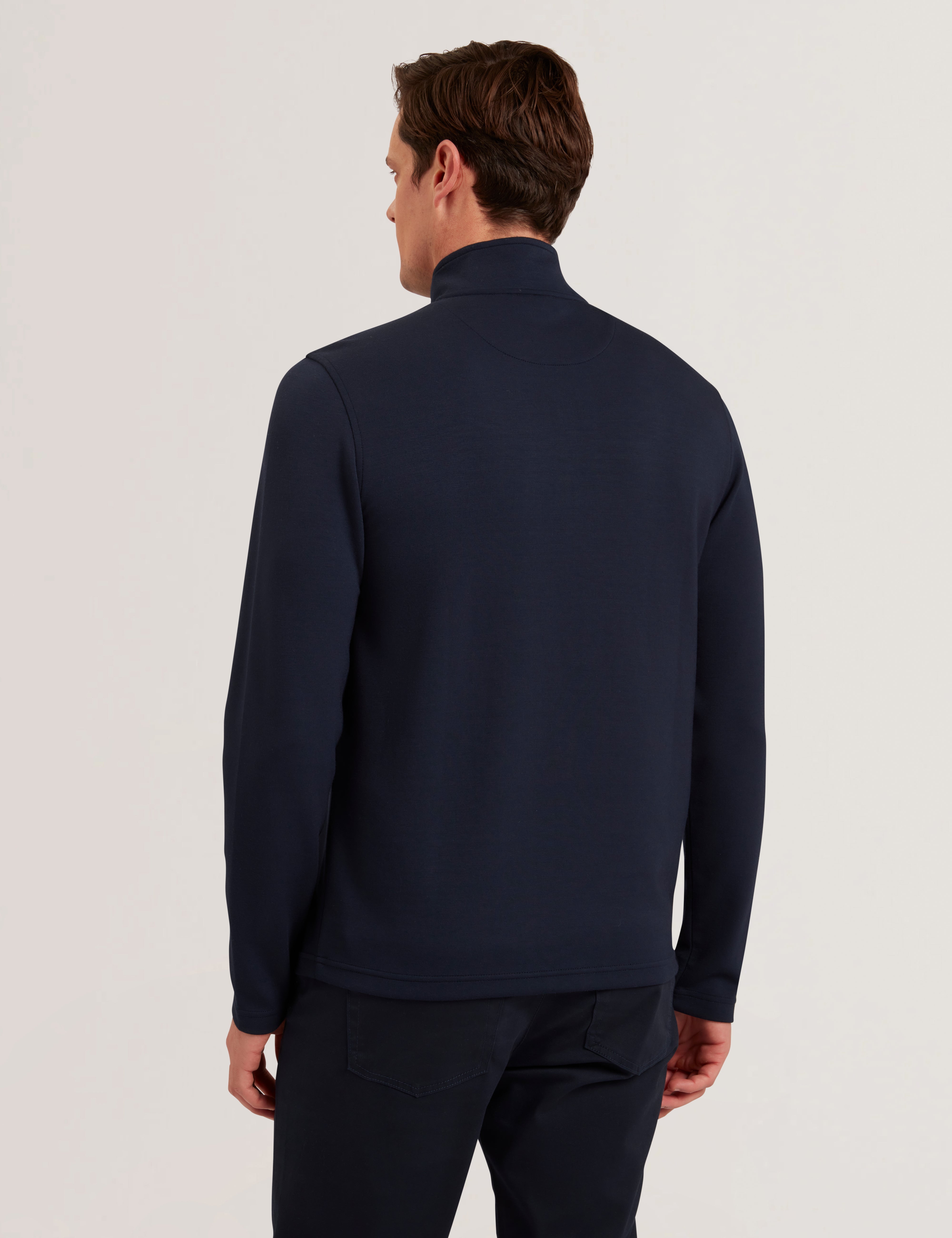 Simonea Ls Regular Herringbone Half-Zip Navy