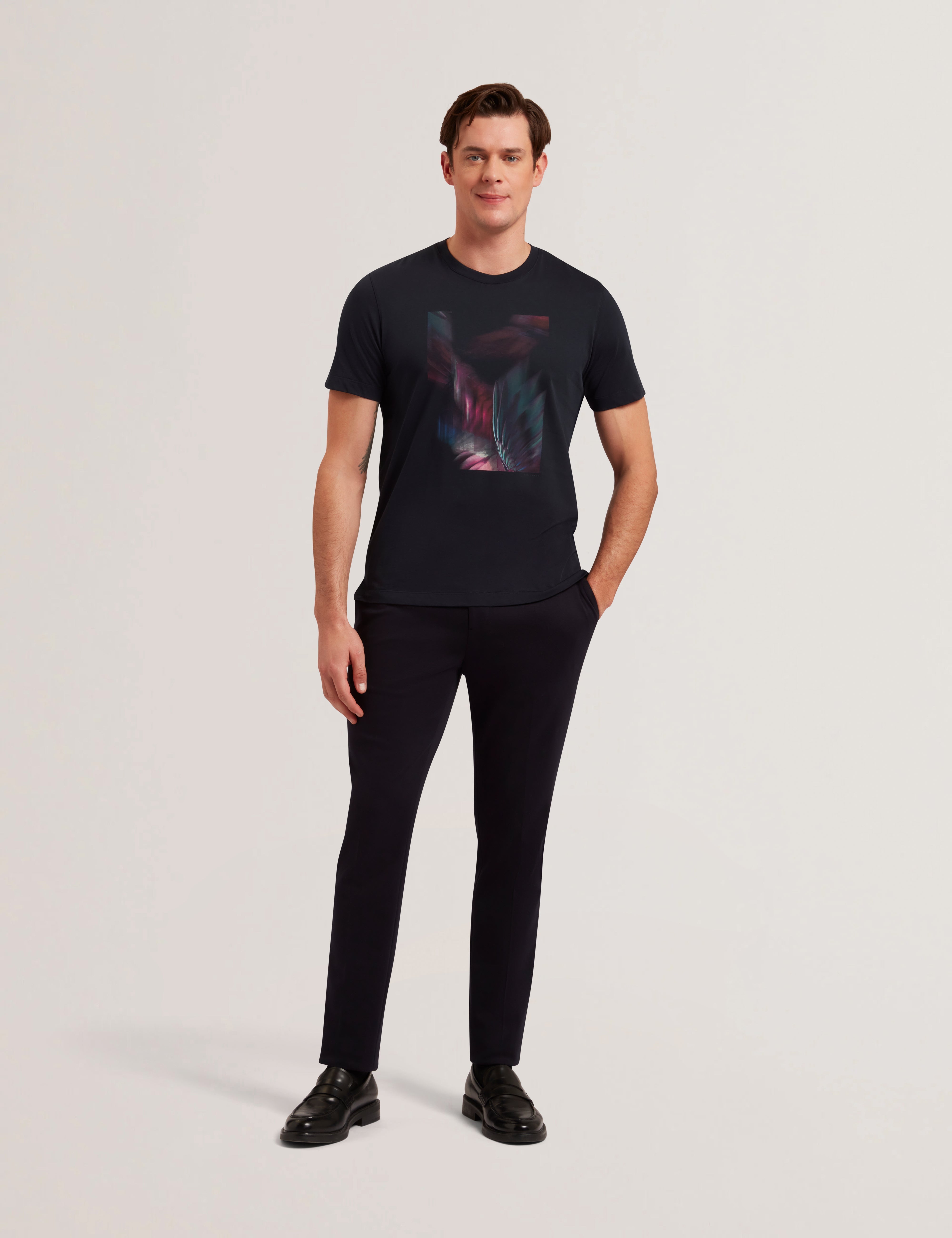 Fether Ss Box Printed T-Shirt Navy