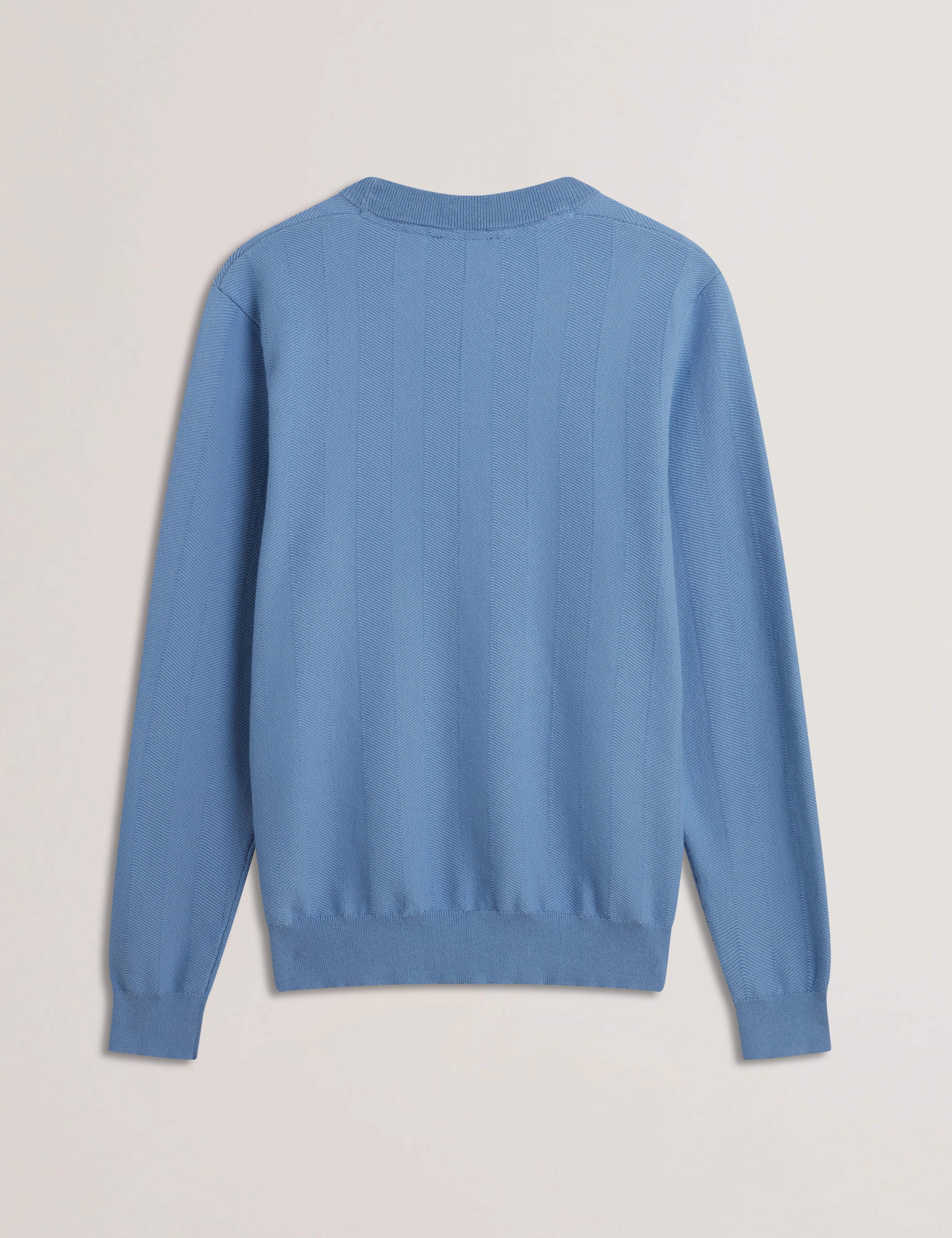 Jamals Long Sleeve Herringbone Stitch Crew Neck Blue