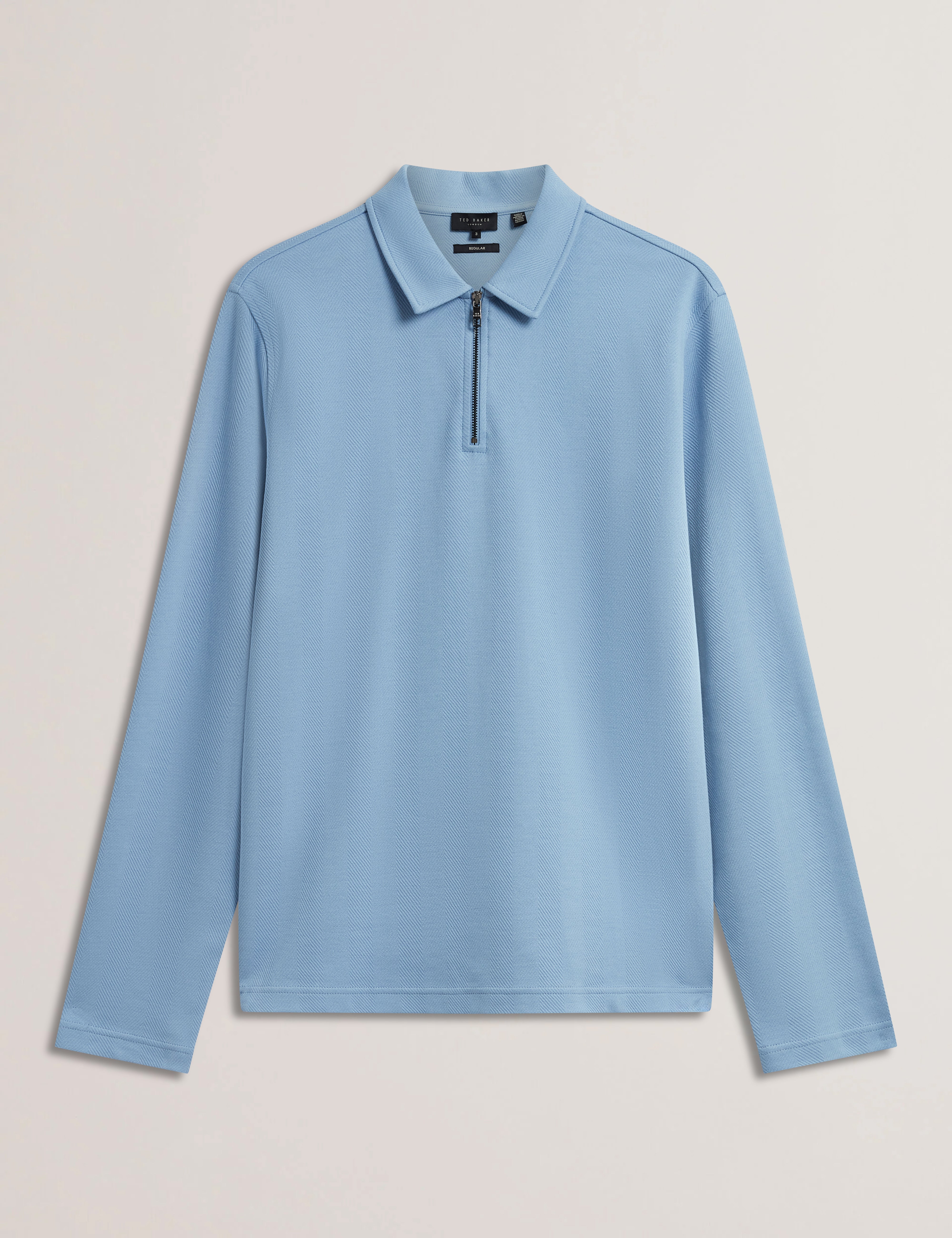 Kalend Ls Zip Herringbone Polo Blue