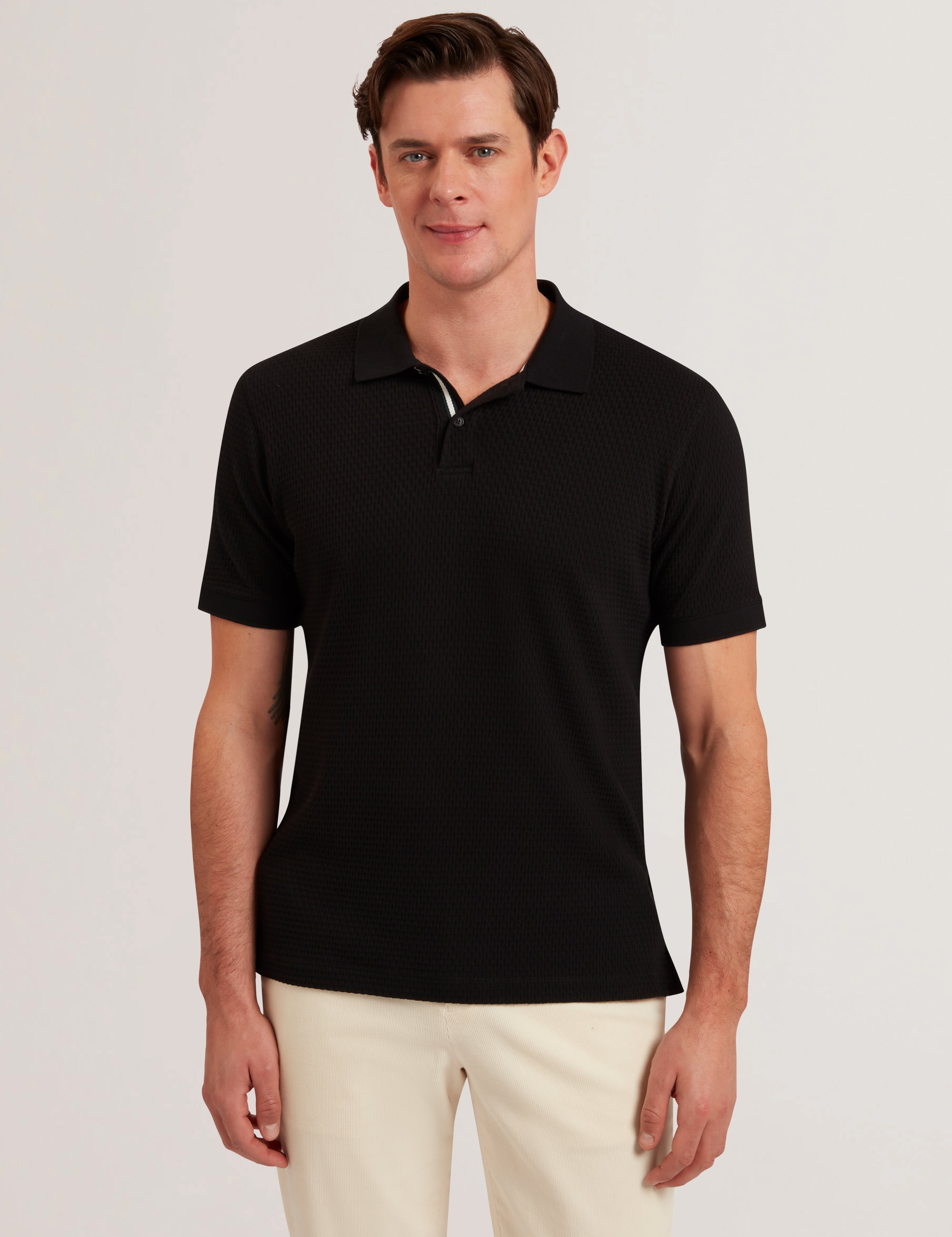 Redman Short Sleeve Regular Textured Polo Black