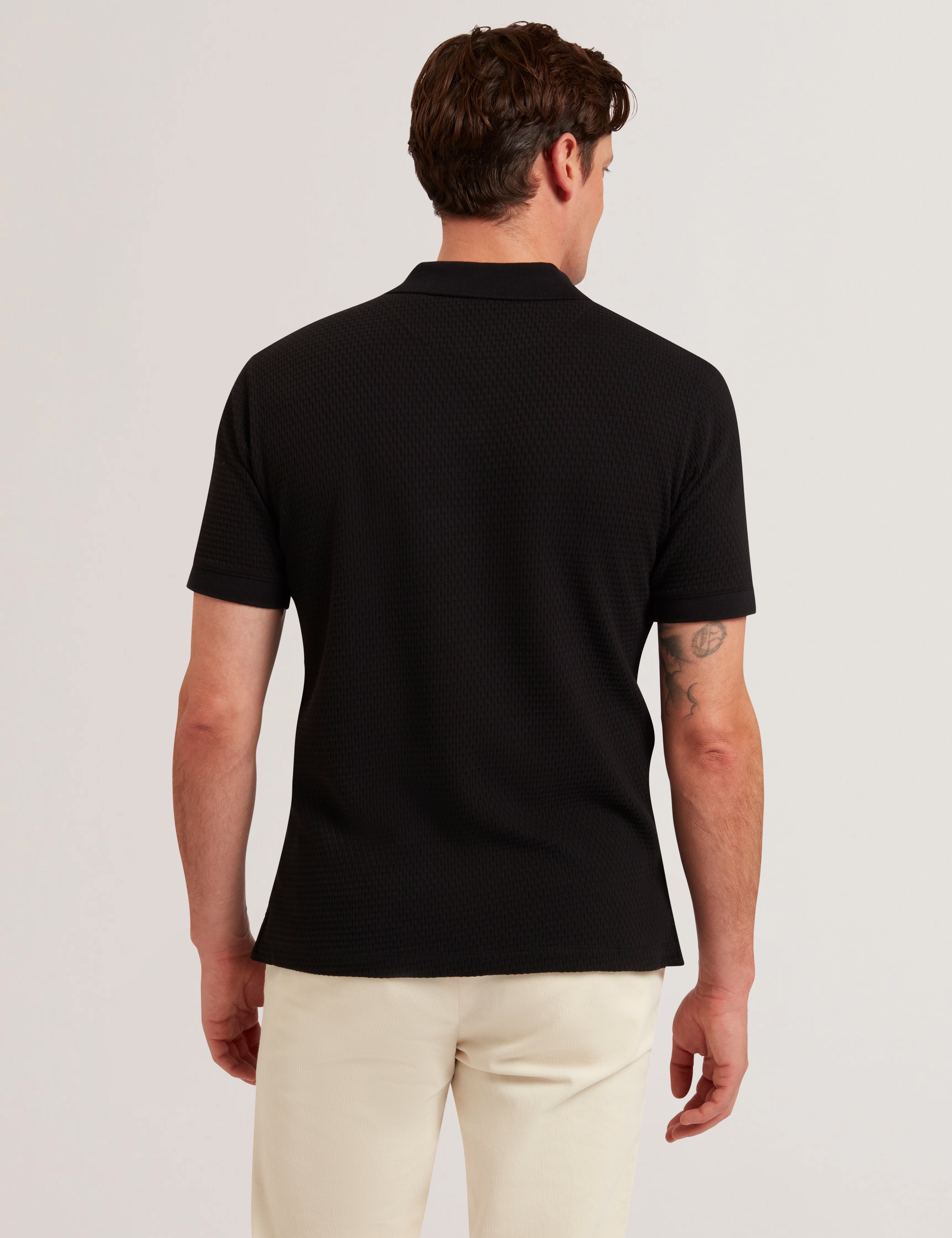 Redman Short Sleeve Regular Textured Polo Black