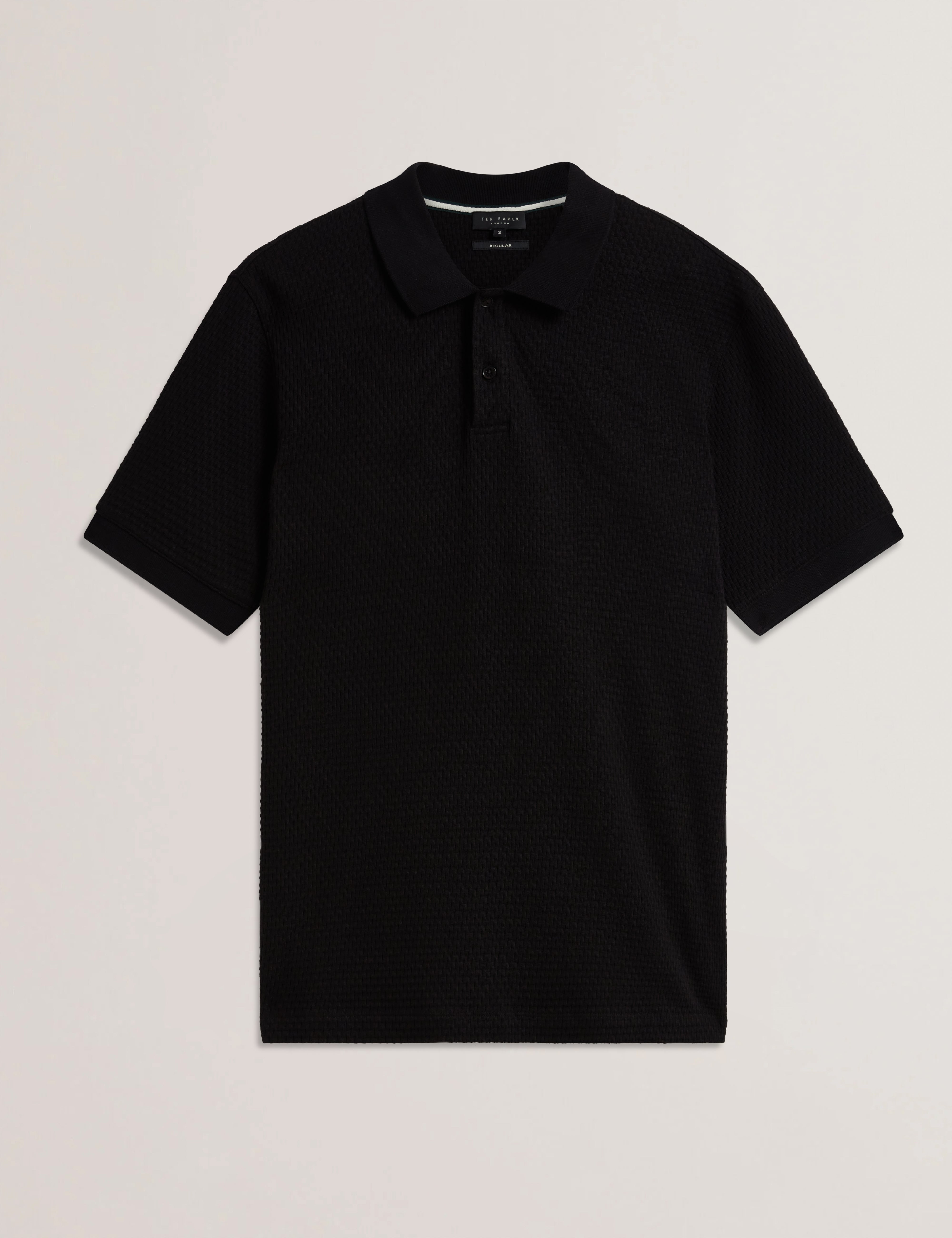 Redman Short Sleeve Regular Textured Polo Black