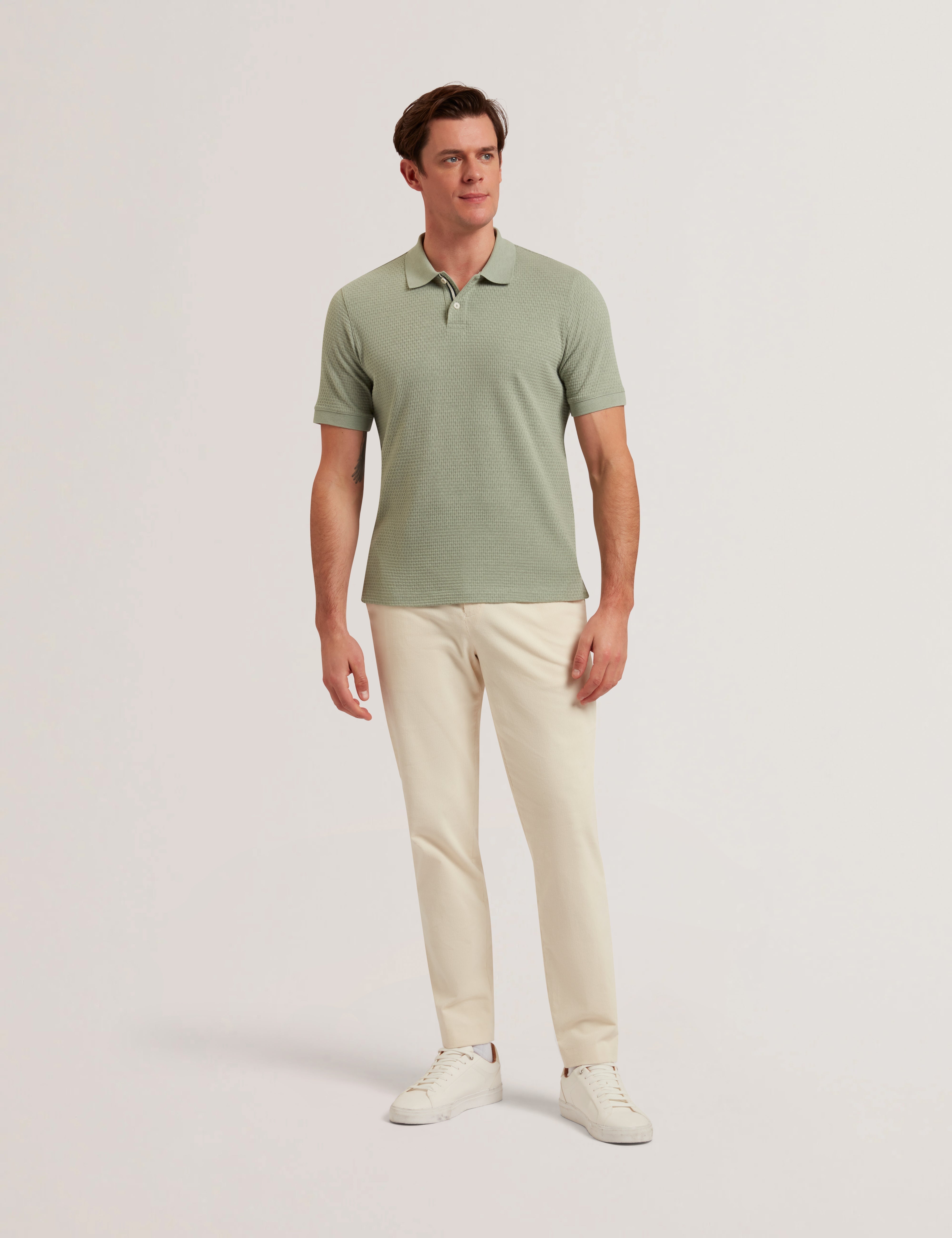 Redman Short Sleeve Regular Textured Polo Green
