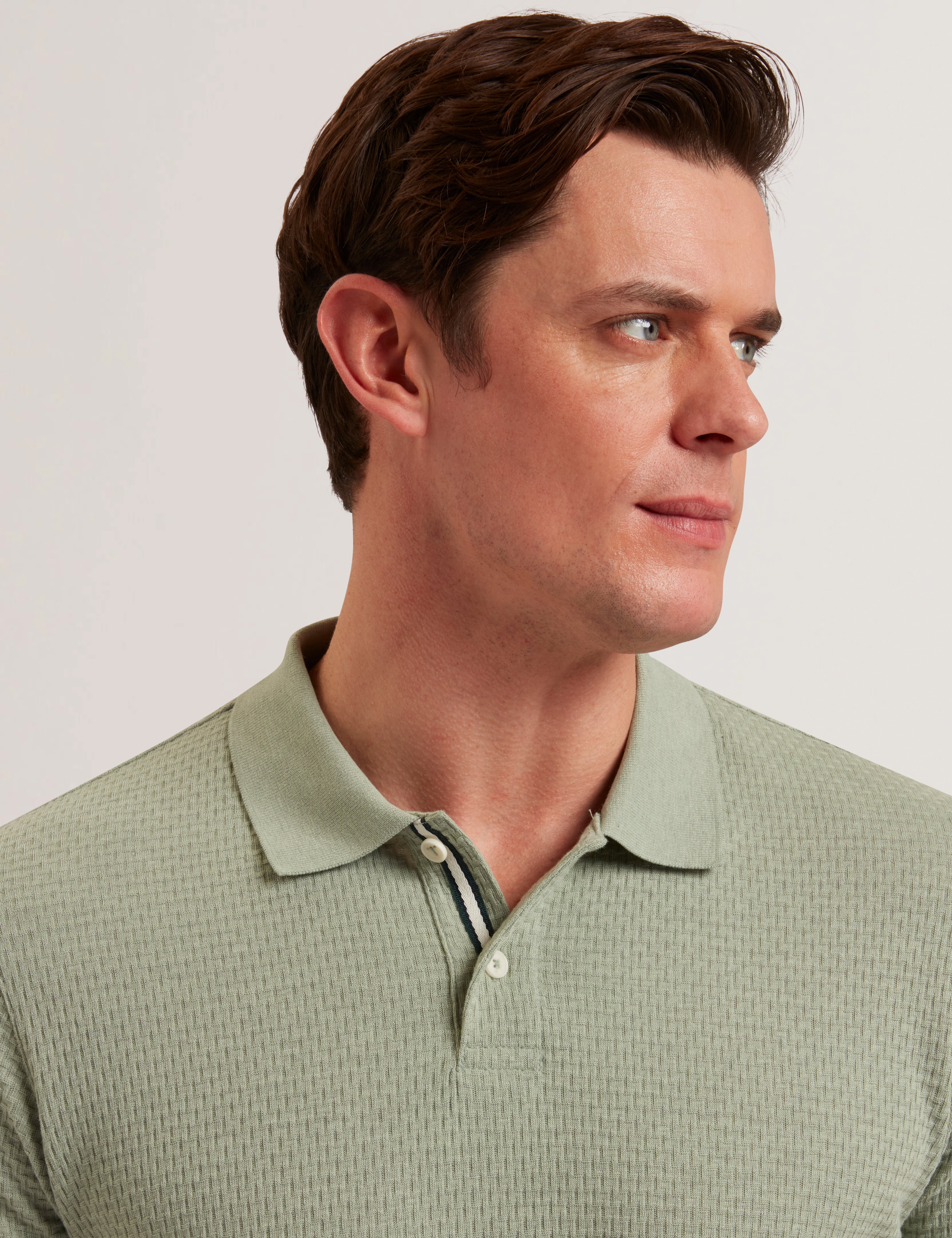 Redman Short Sleeve Regular Textured Polo Green