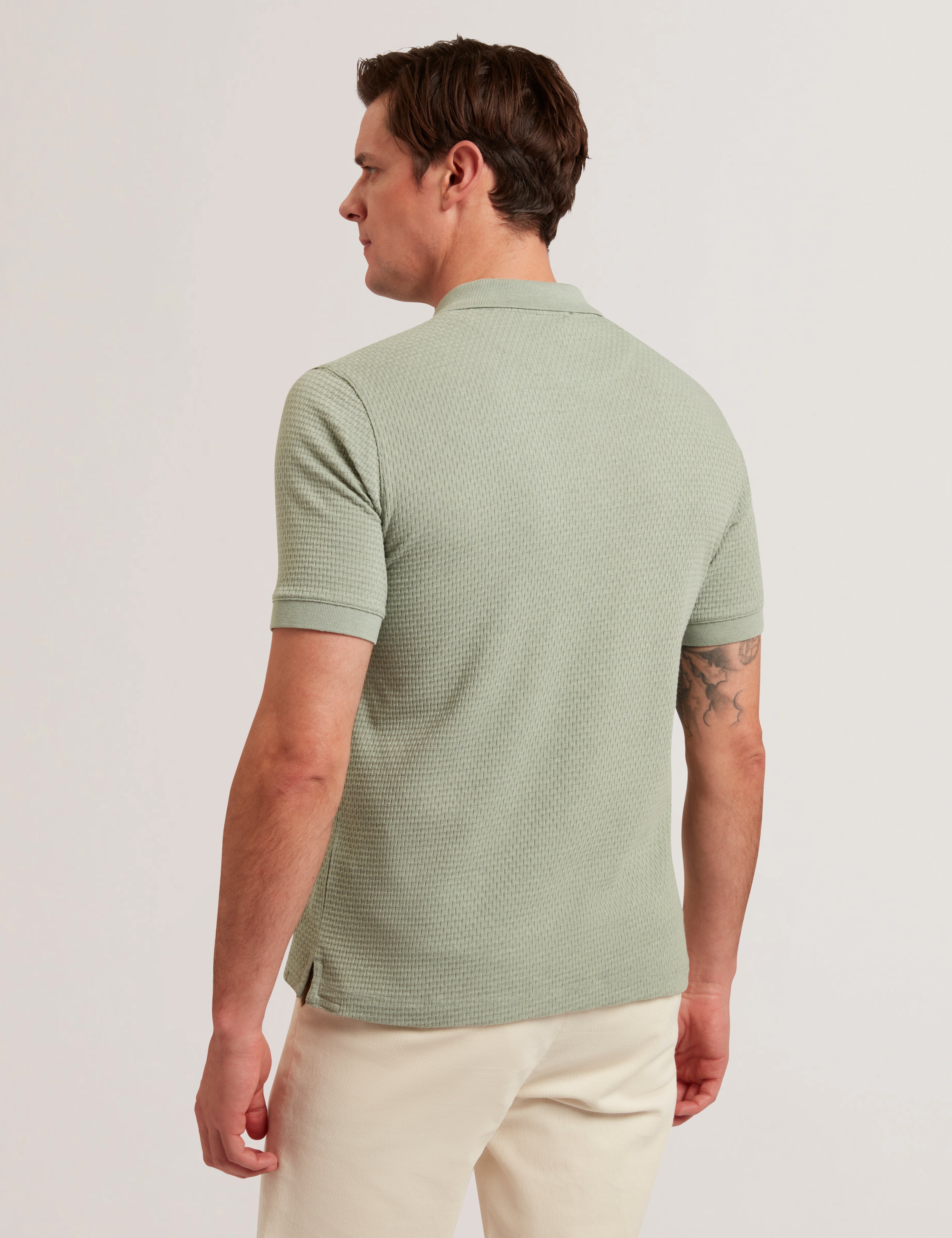 Redman Short Sleeve Regular Textured Polo Green