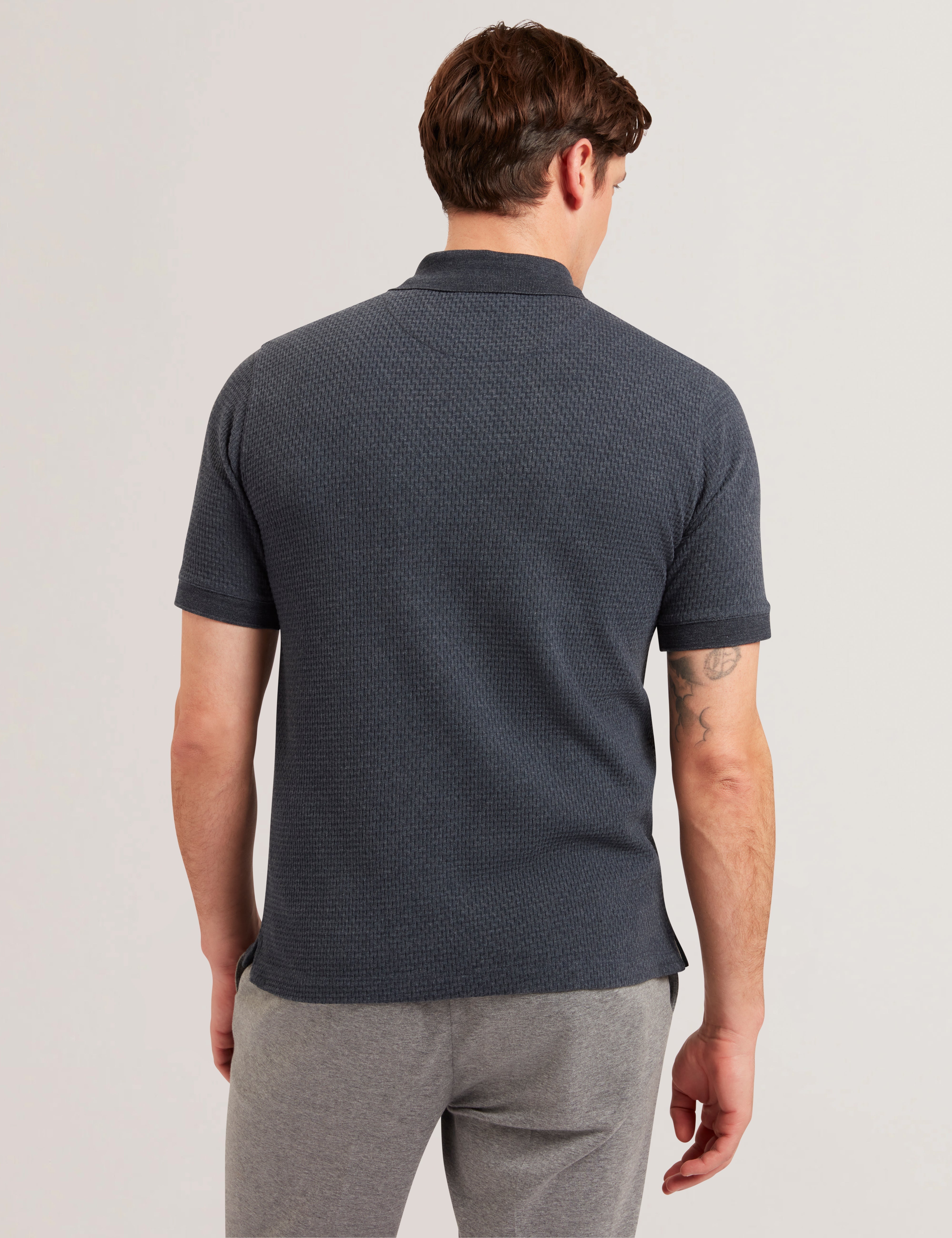 Redman Short Sleeve Regular Textured Polo Navy