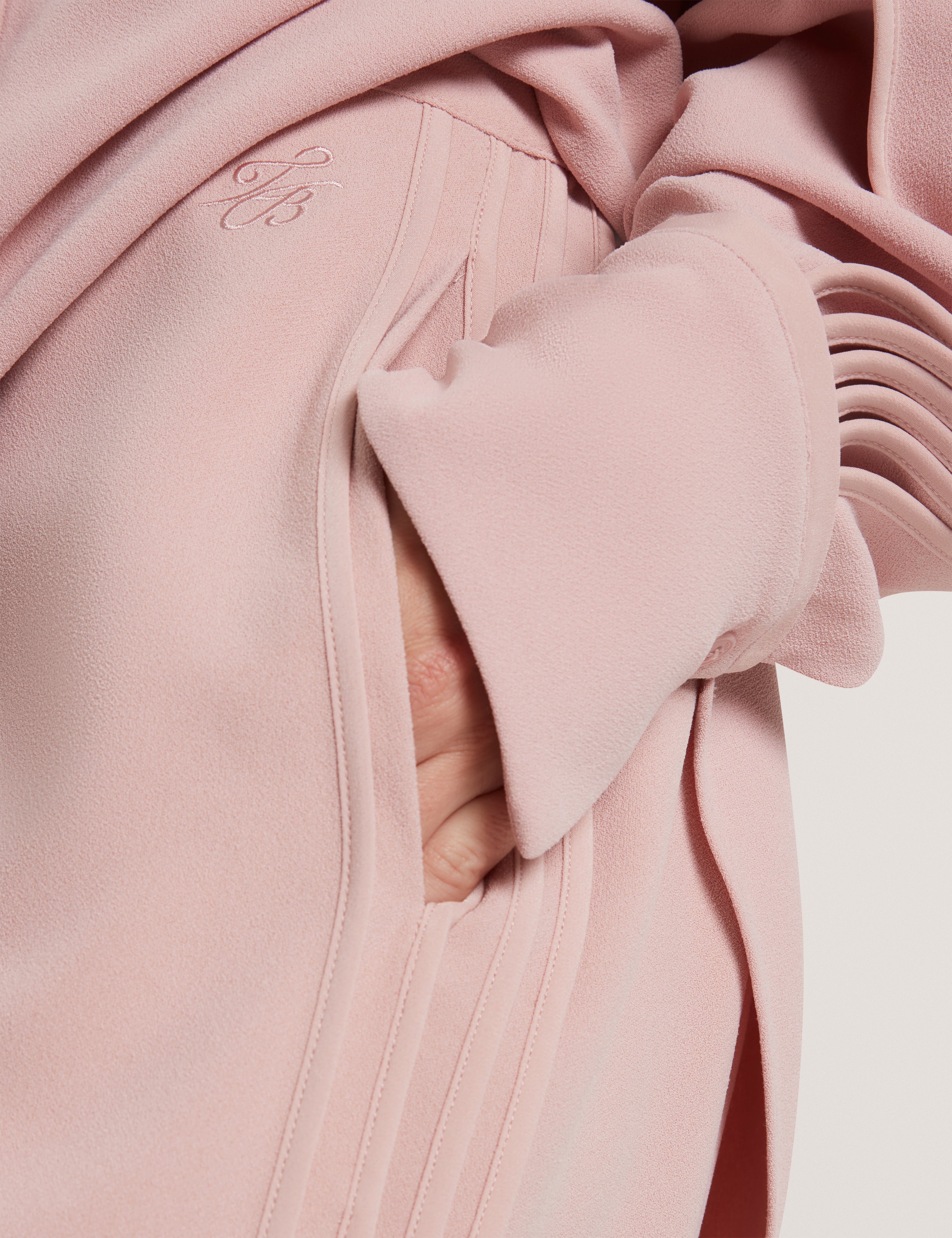 Gorjja Piping Detail Wide Leg Crepe Trouser Dusky-Pink