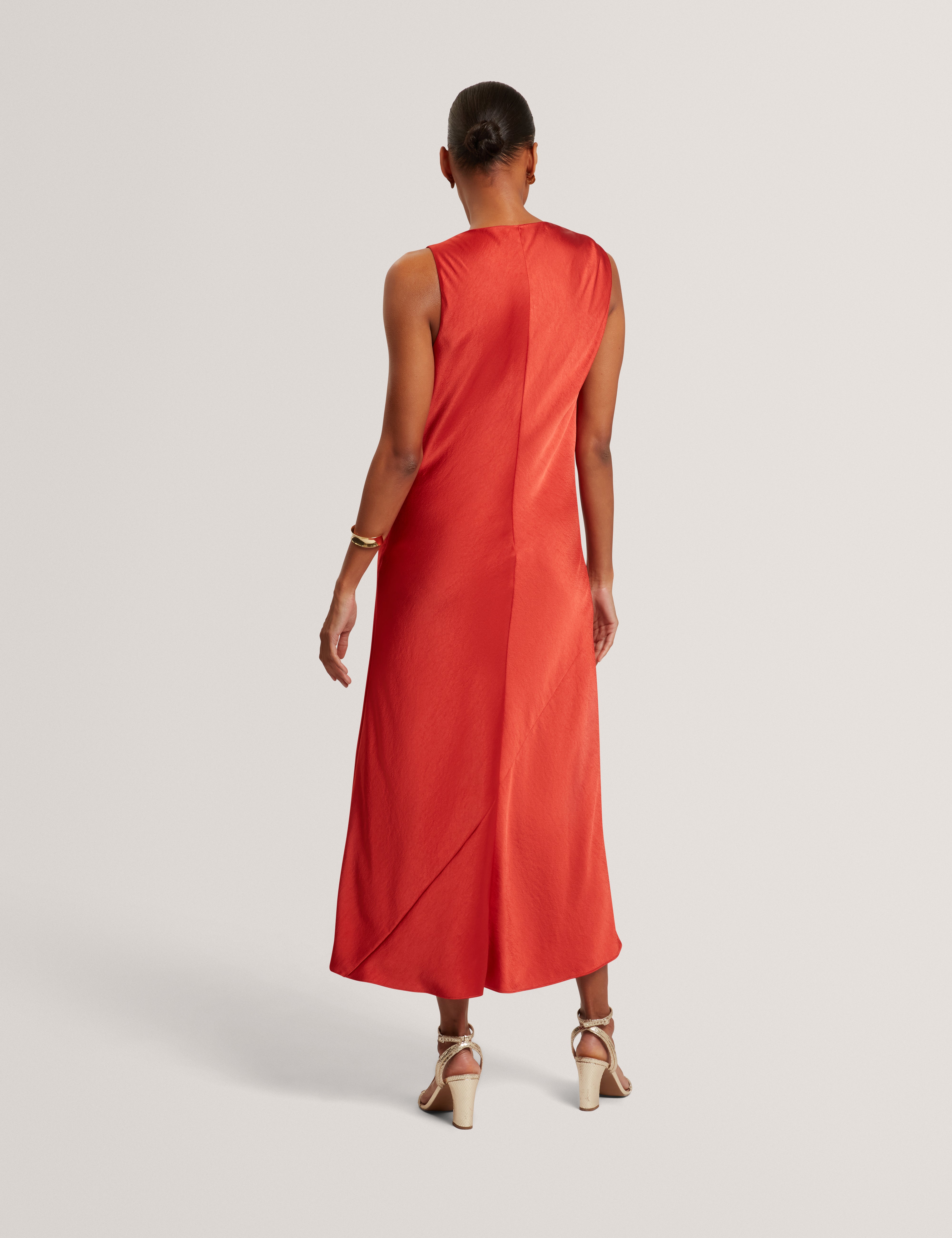 Elouize Twist Detail Midi Dress Brt-Red