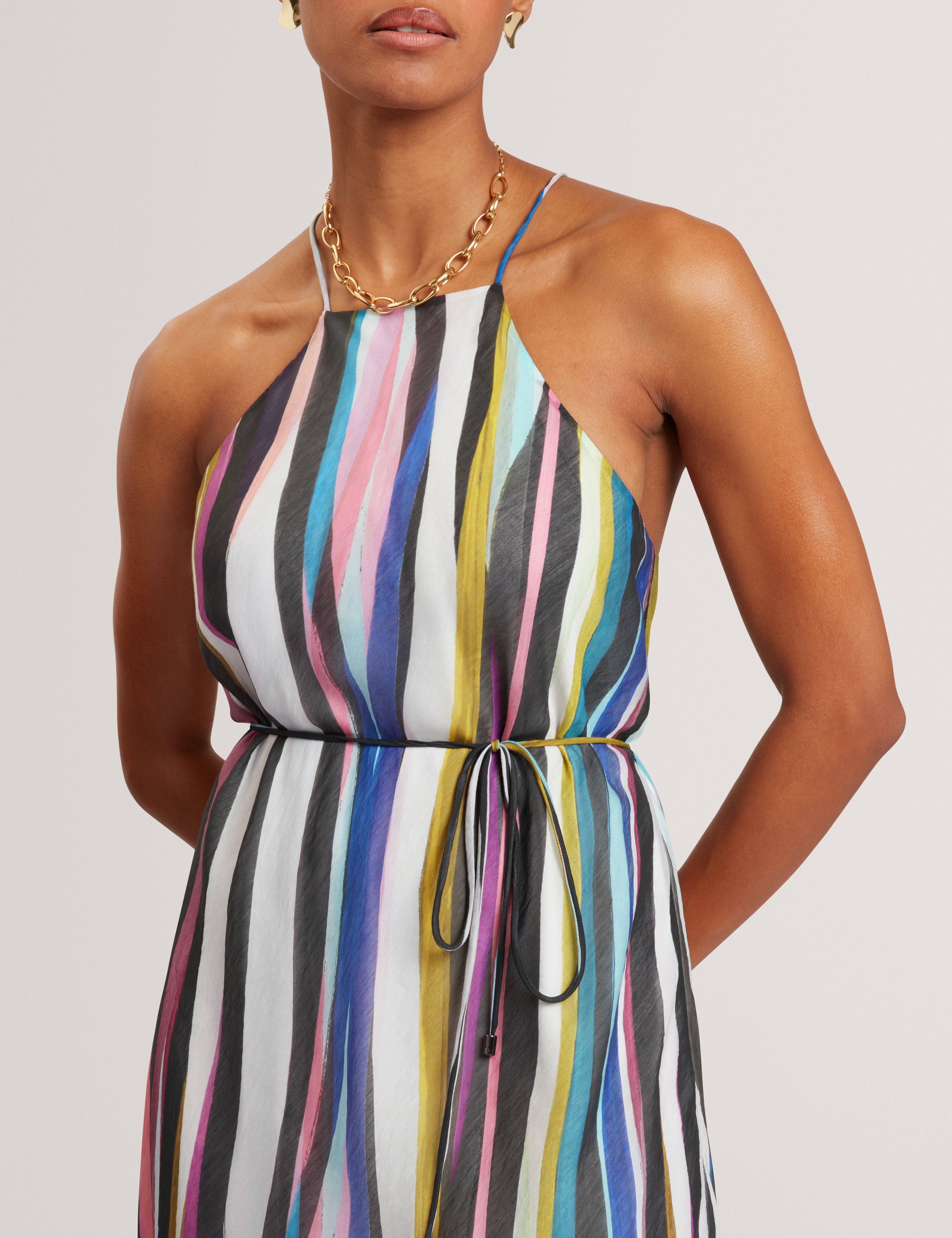 Azurra Printed Halter Neck Maxi Dress Black Azurra Printed Halter Neck Maxi Dress Black