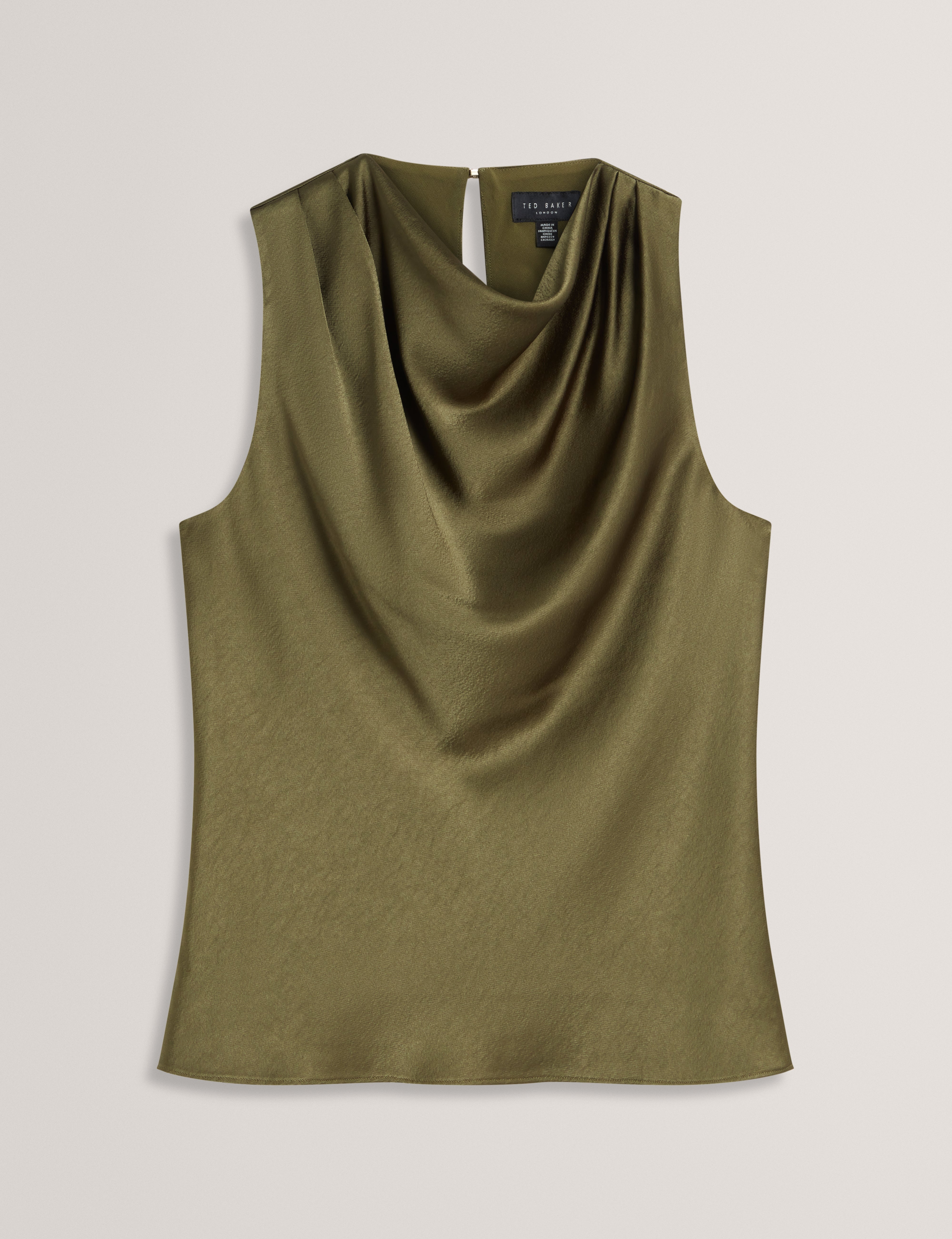 Zepha Drape Halter Neck Top Khaki
