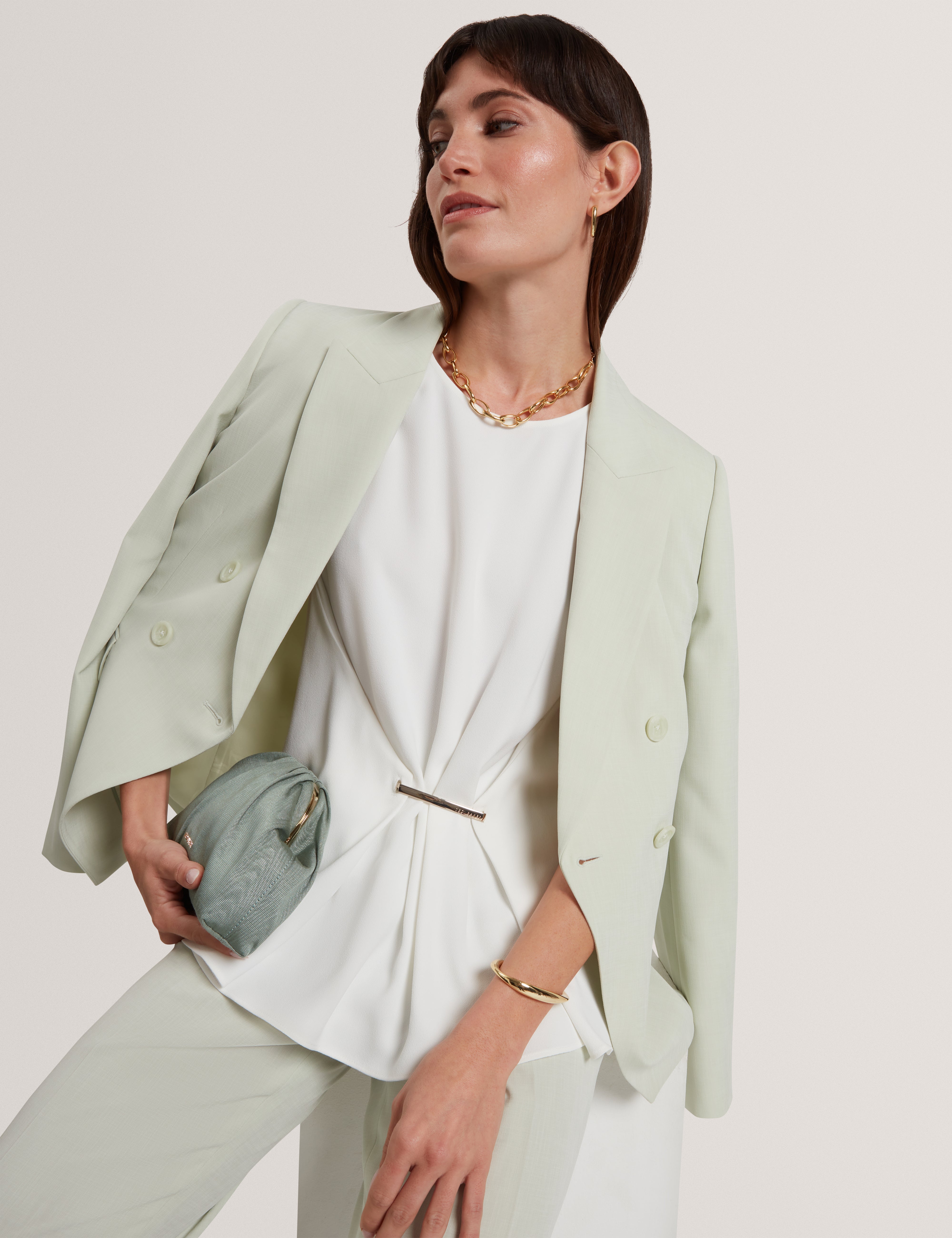 Alayra Draped Bar Detail Top Ivory