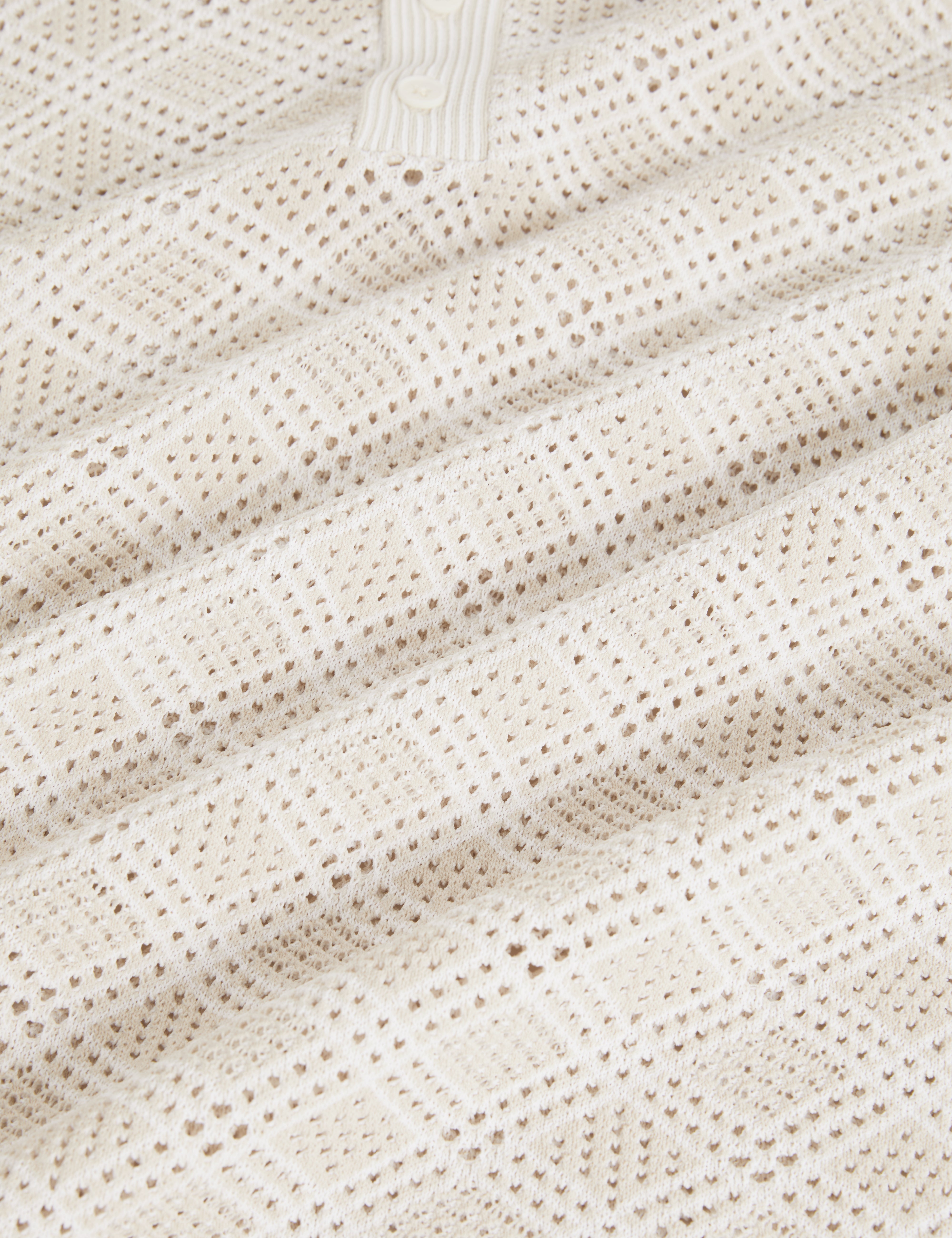Helme Ss Geometric Stitch Polo Ecru
