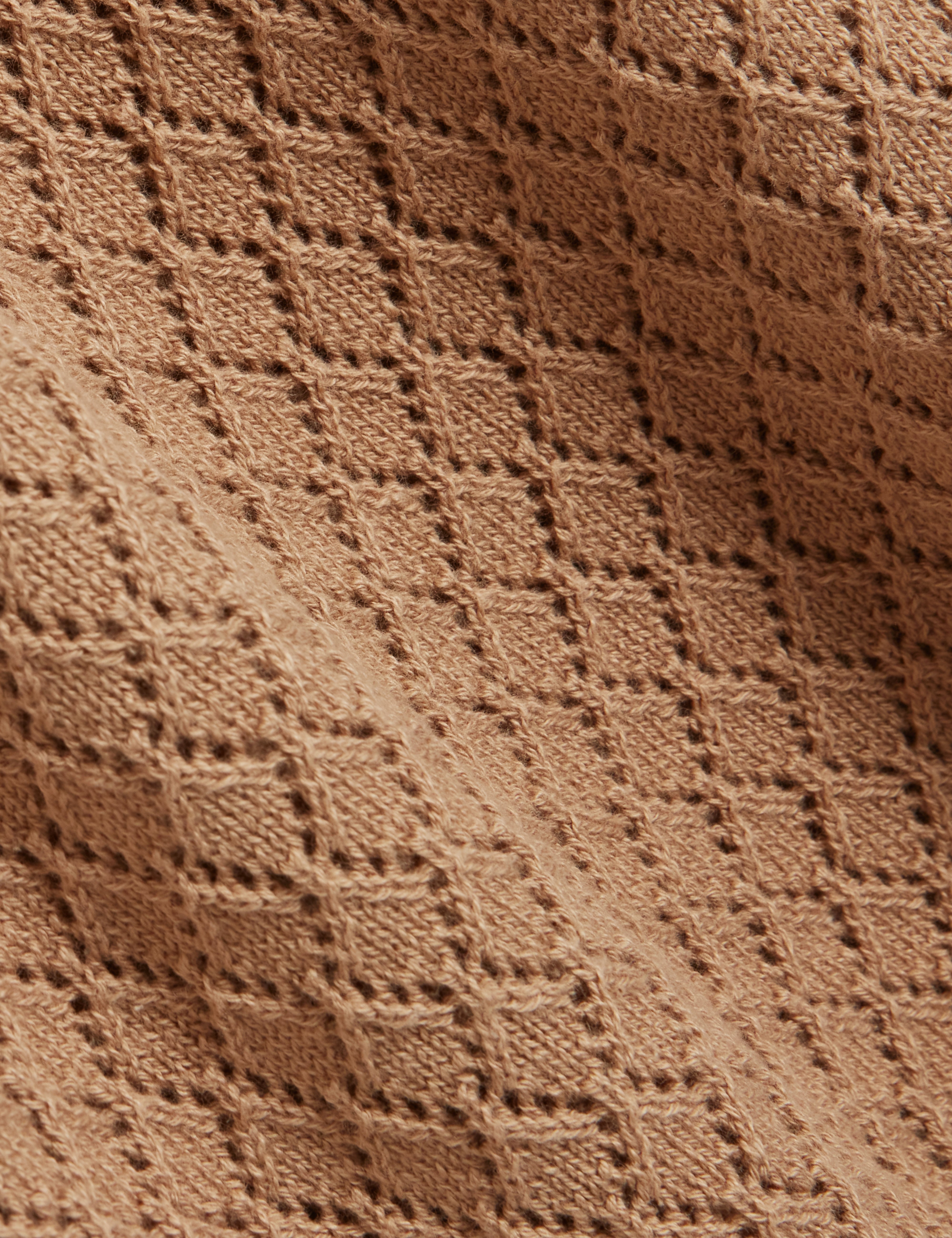 Ferriss Short Sleeve Relaxed Fit Crochet T-Shirt Lt-Brown