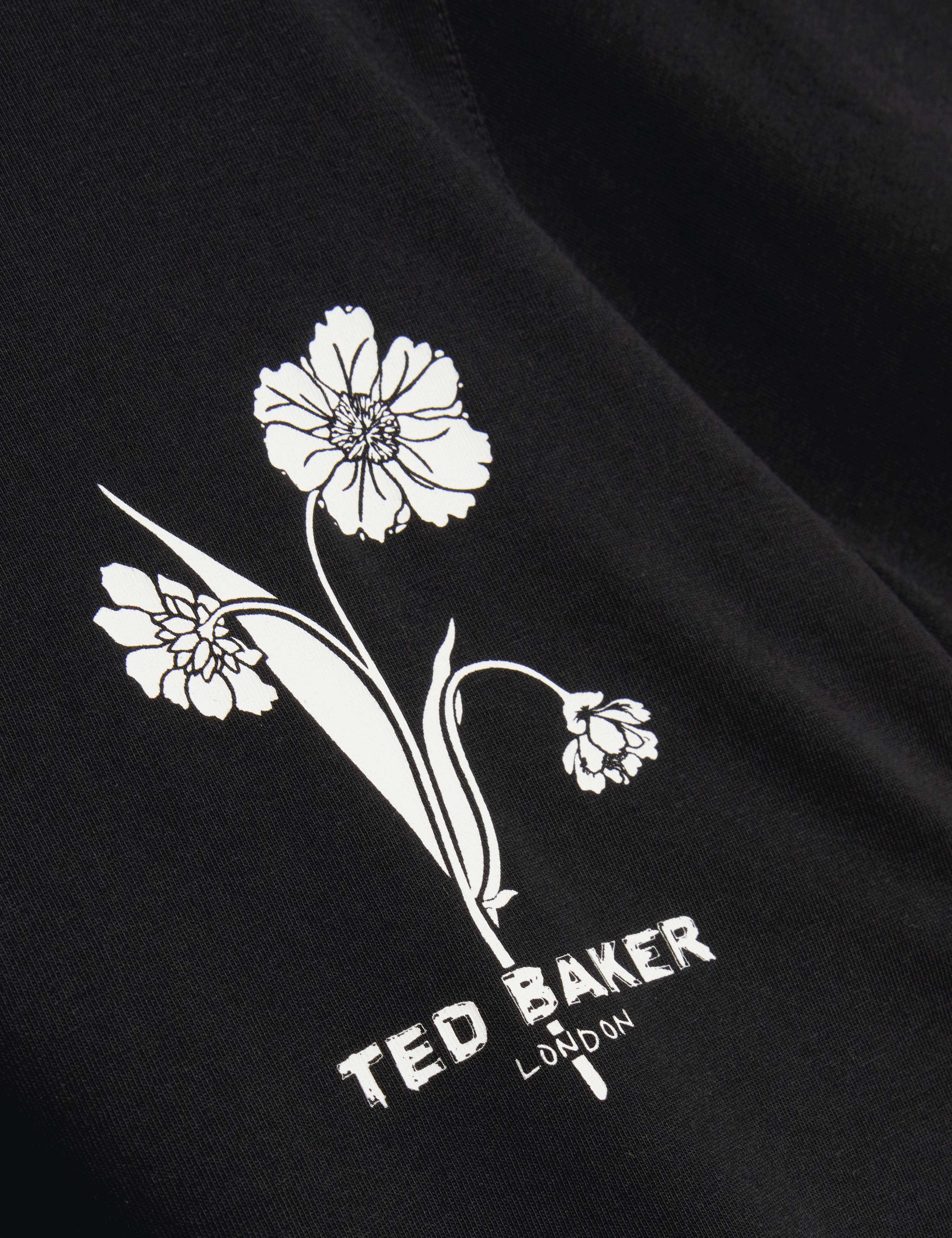 Cahel Short Sleeve Floral Branded T-Shirt Black