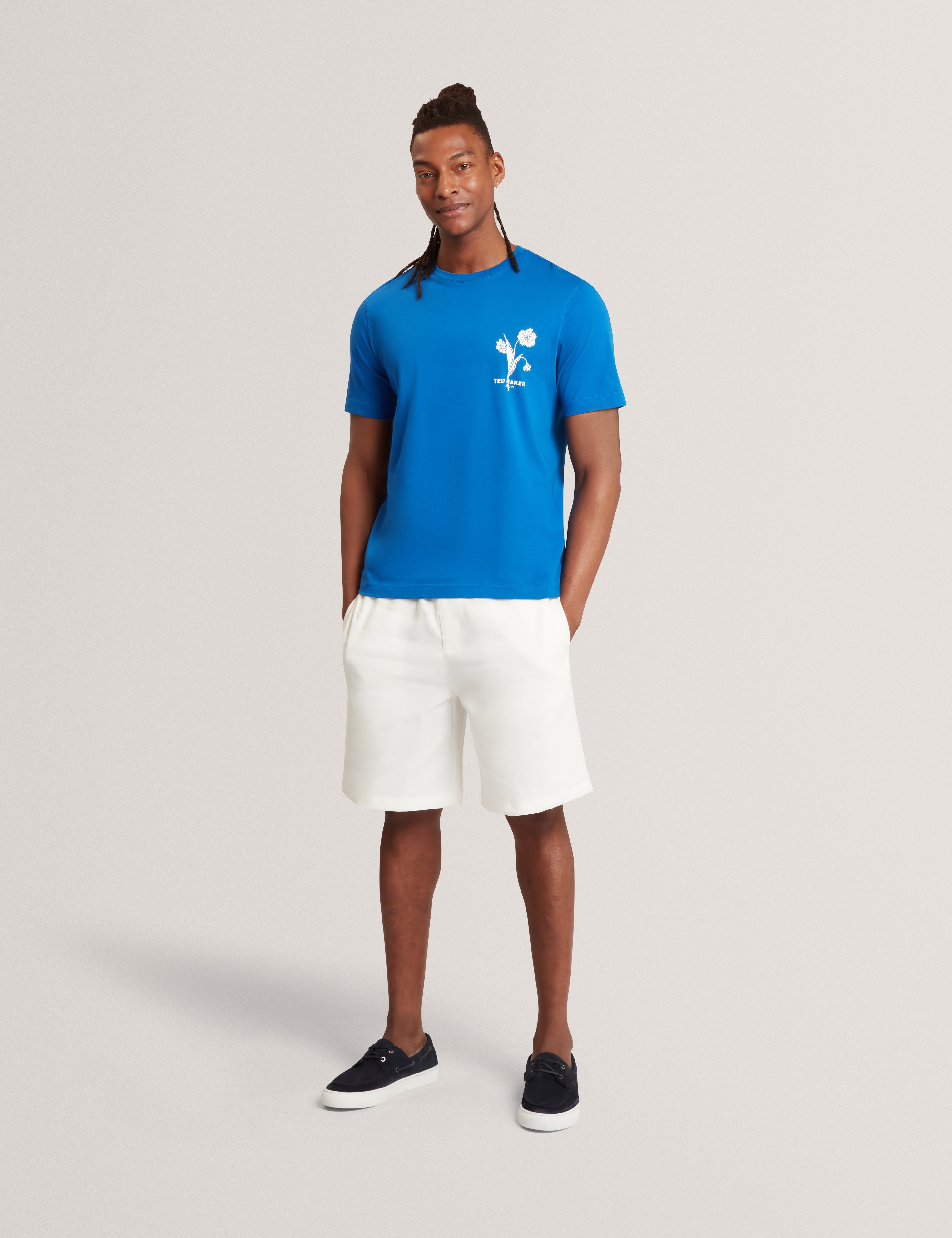 Cahel Short Sleeve Floral Branded T-Shirt Brt-Blue