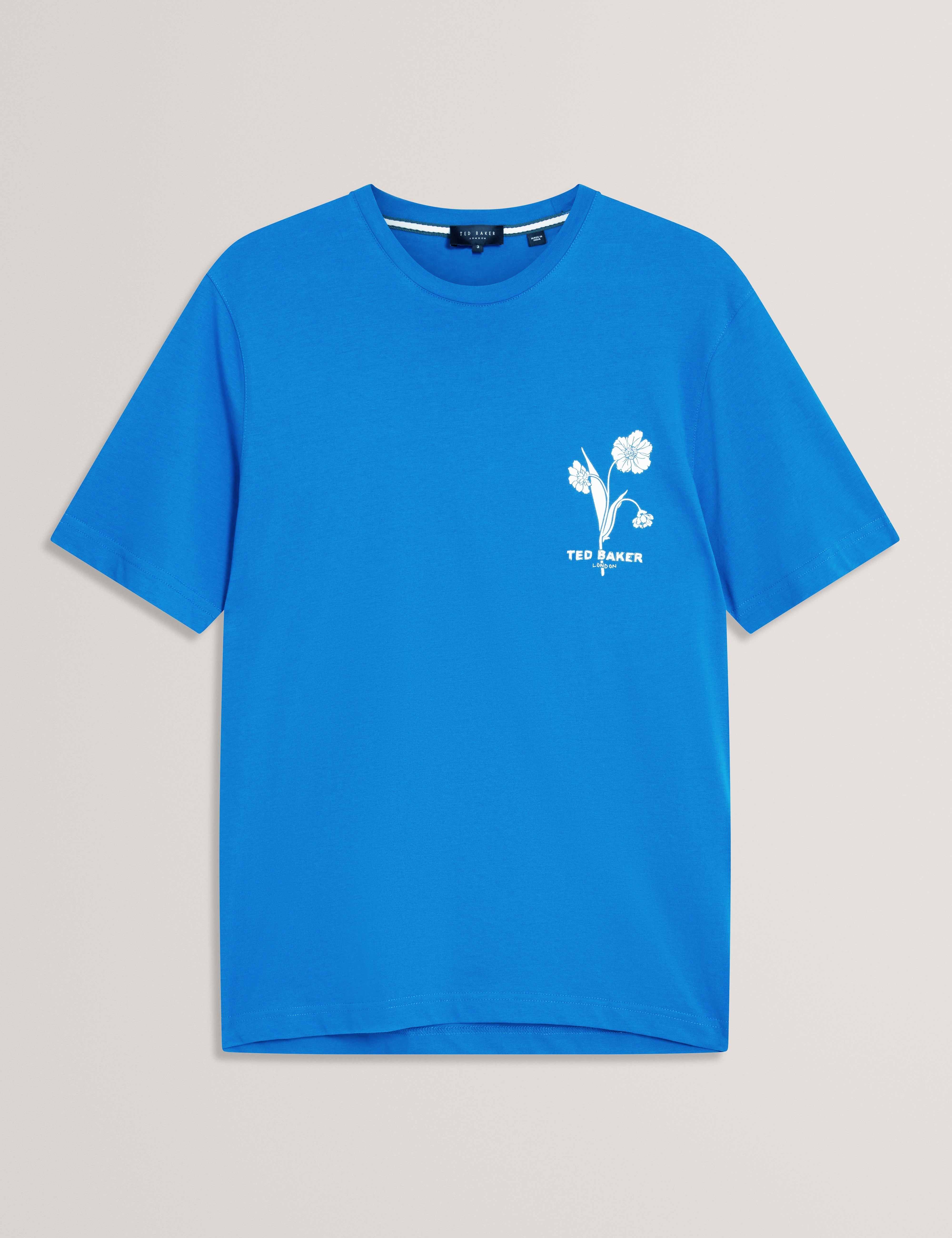 Cahel Short Sleeve Floral Branded T-Shirt Brt-Blue