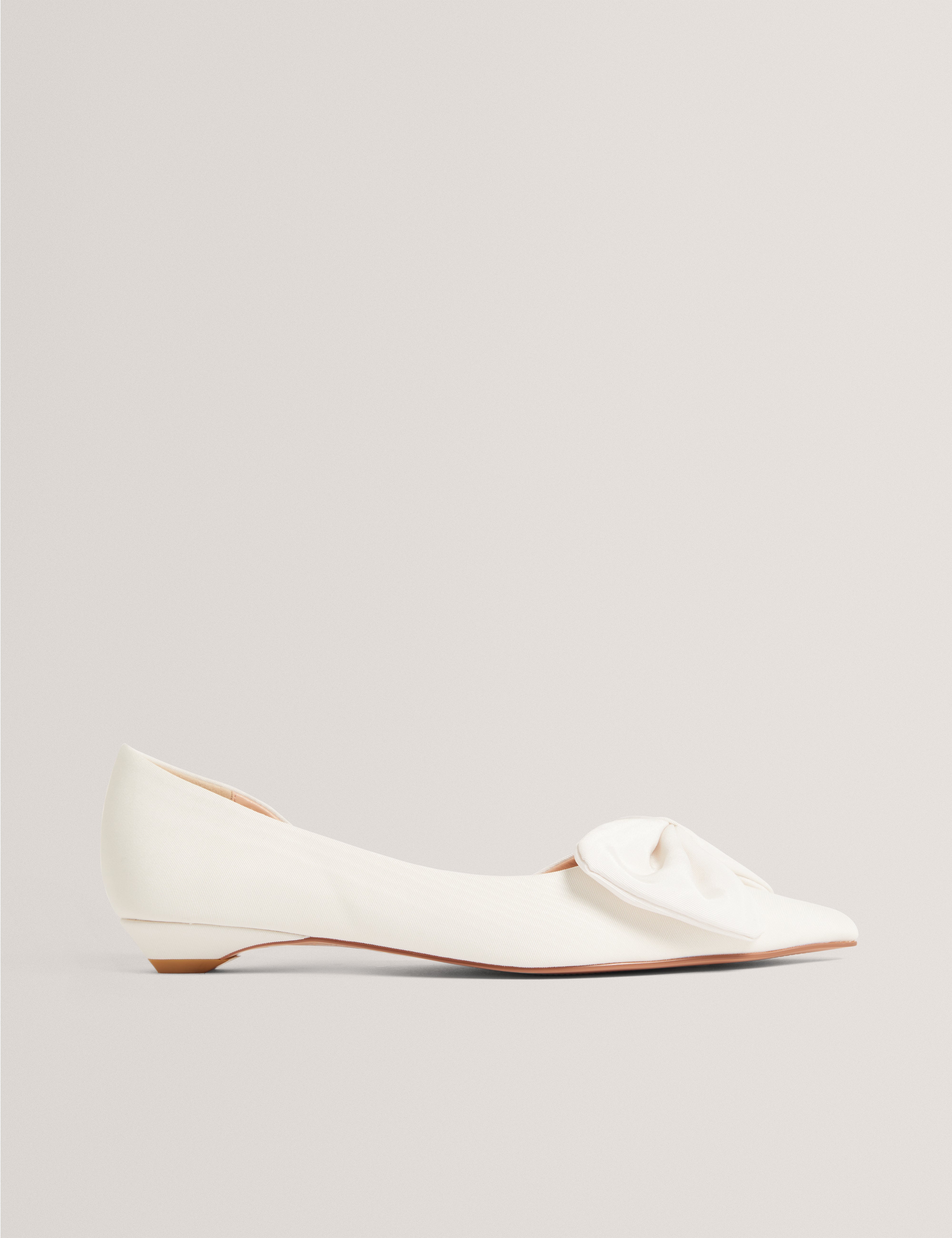 Soufiya Satin Bow Detail Flat Ivory