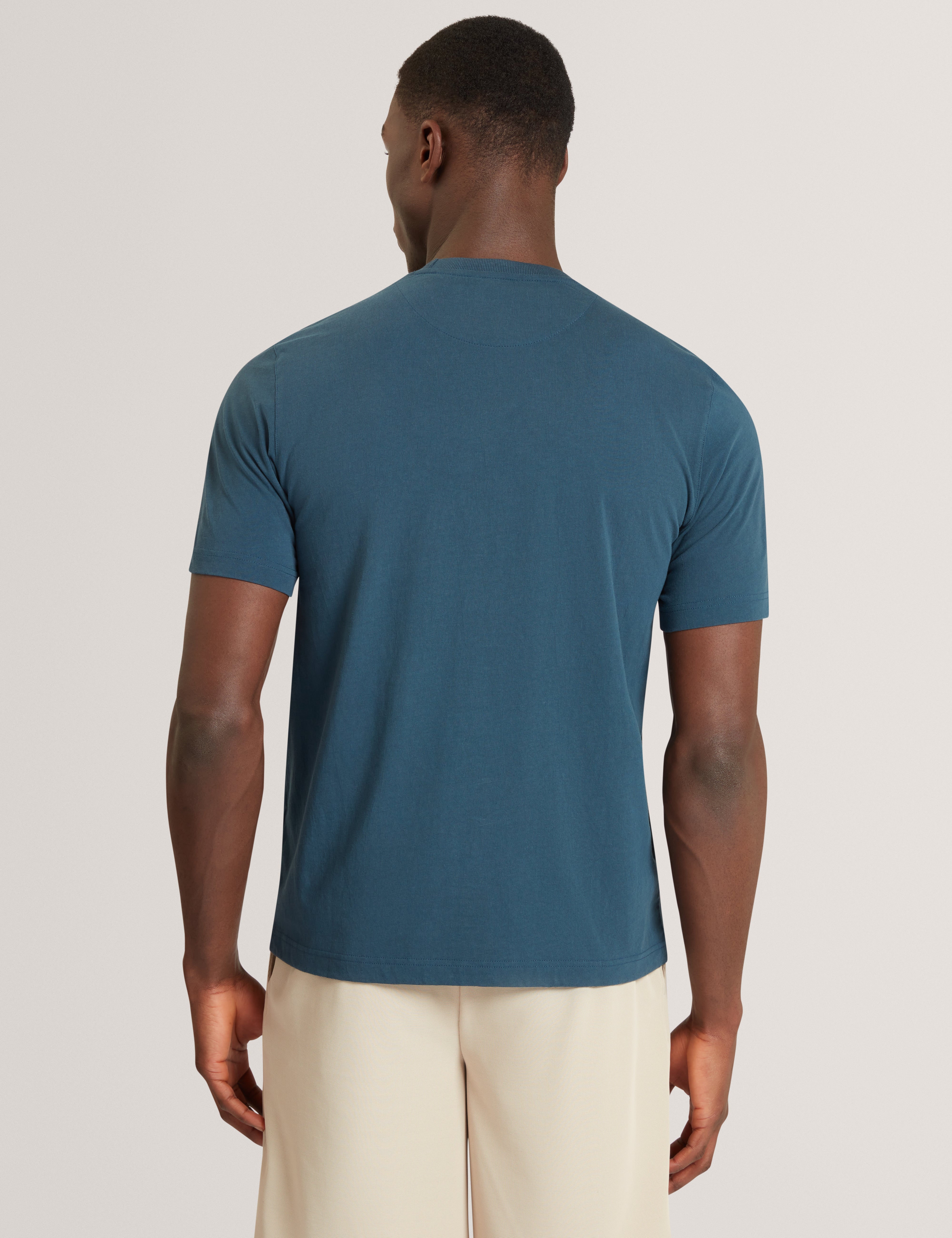 Lambbet Short Sleeve Floral Box Print T-Shirt Navy