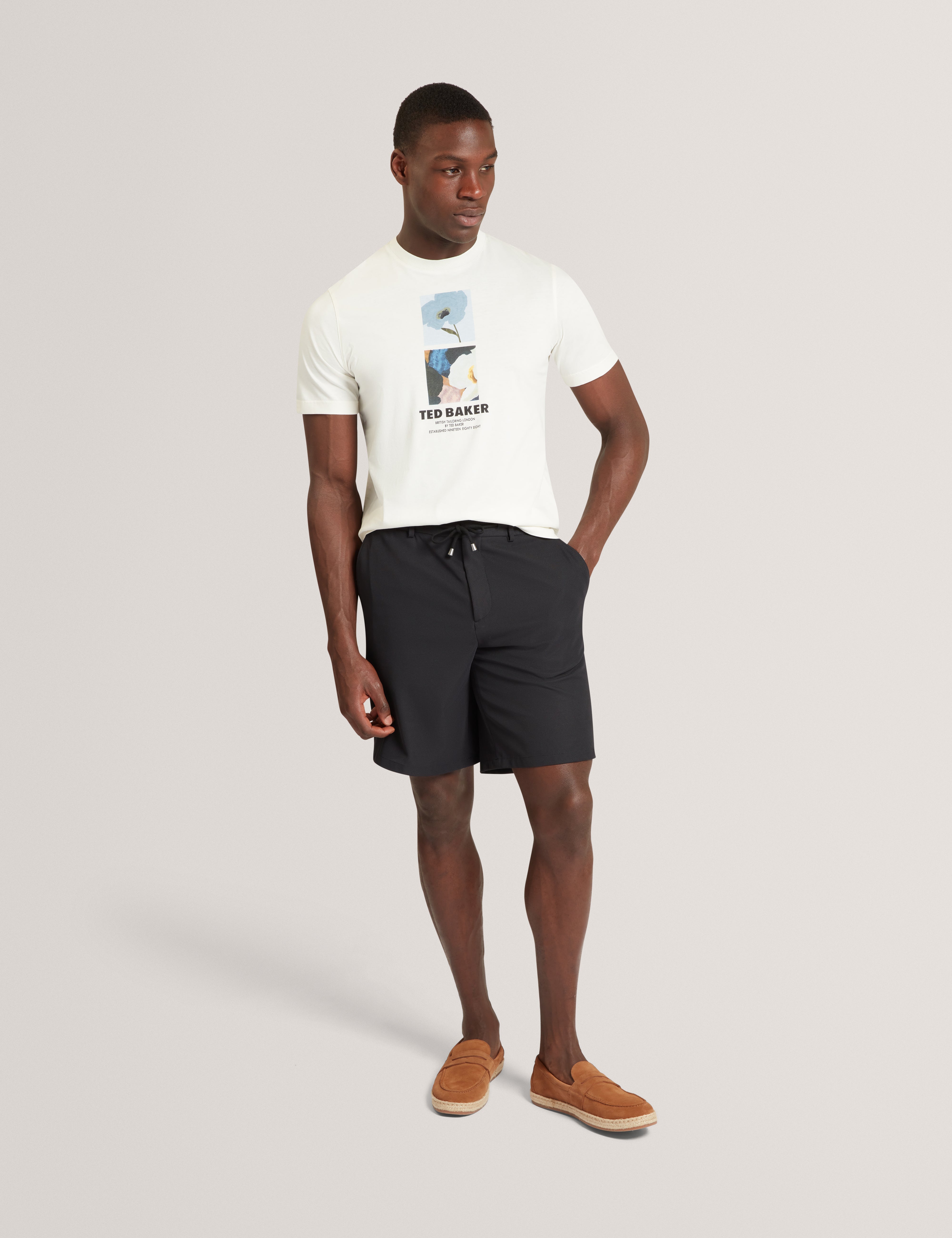 Lambbet Short Sleeve Floral Box Print T-Shirt White