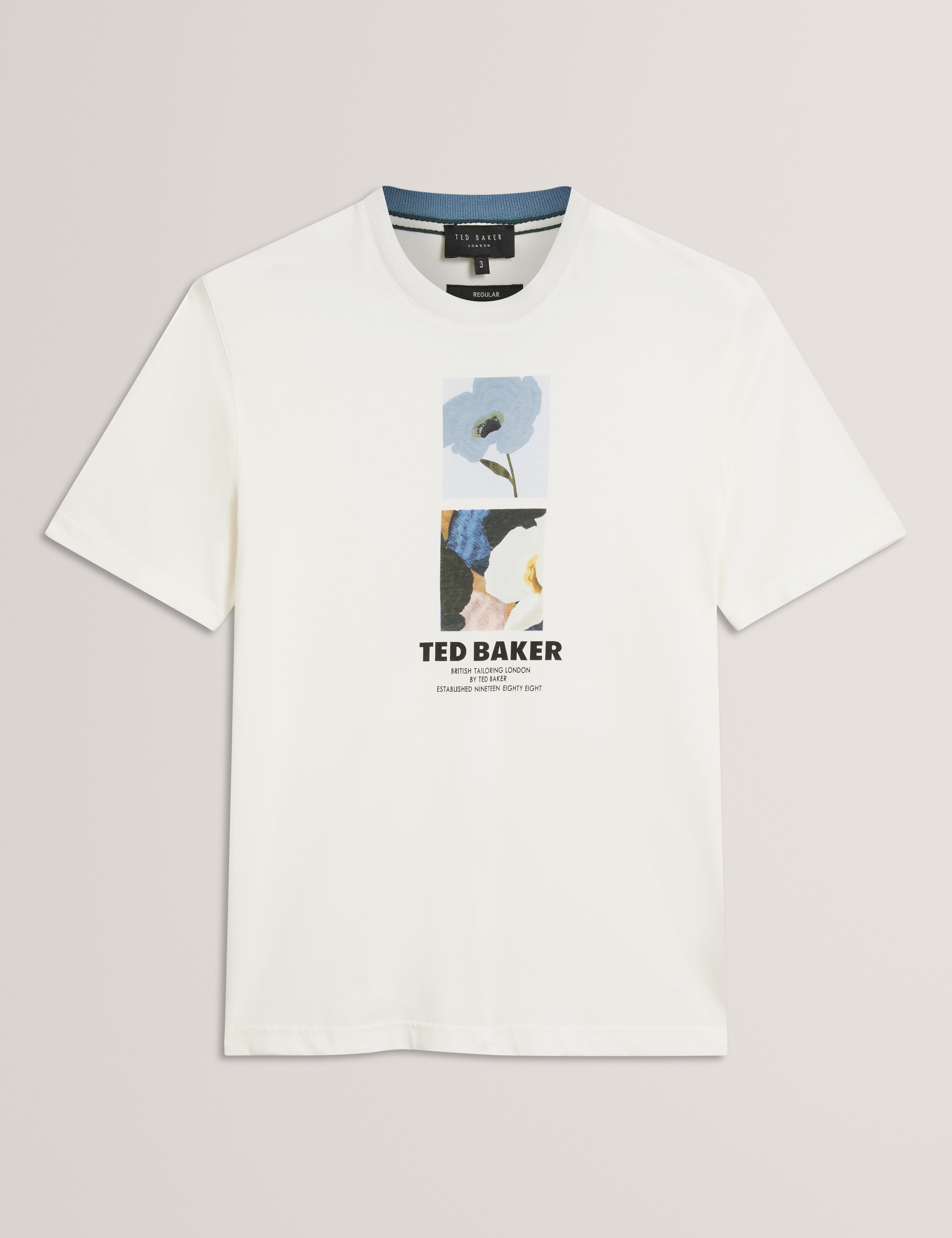 Lambbet Short Sleeve Floral Box Print T-Shirt White