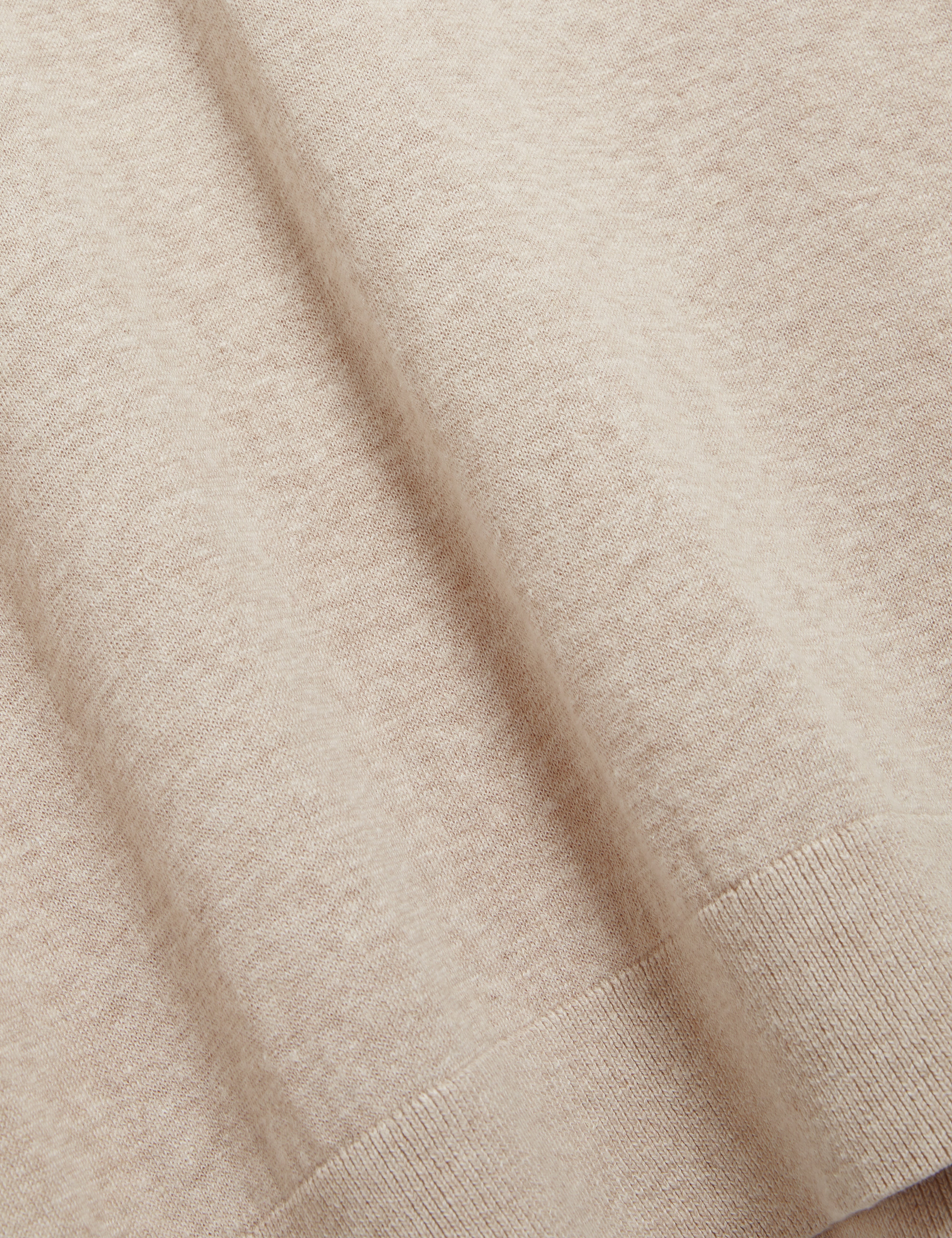 Curran Short Sleeve Linen Blend Roll Edge T-Shirt Taupe