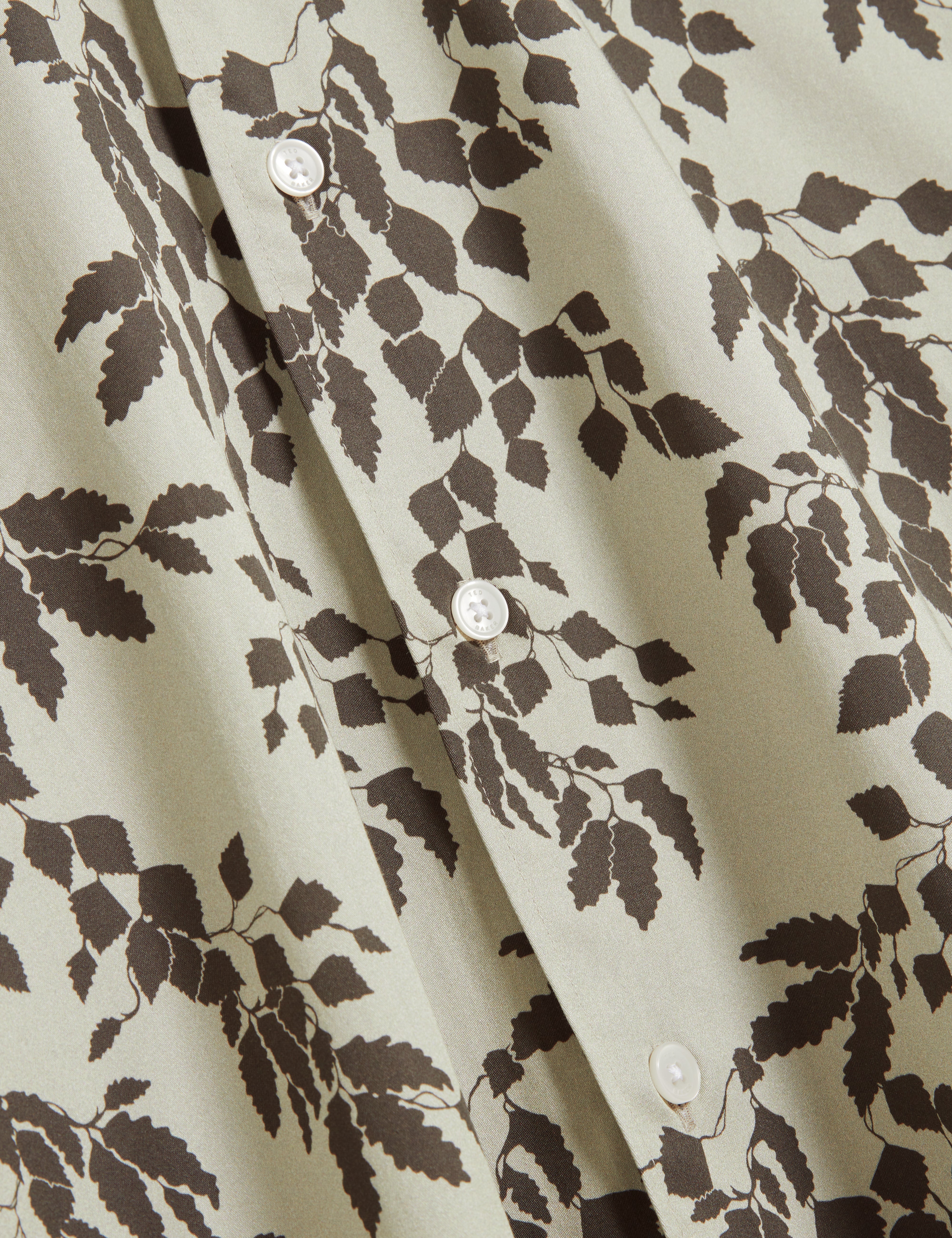 Dornan Long Sleeve Regular Shadow Leaf Print Lt-Green