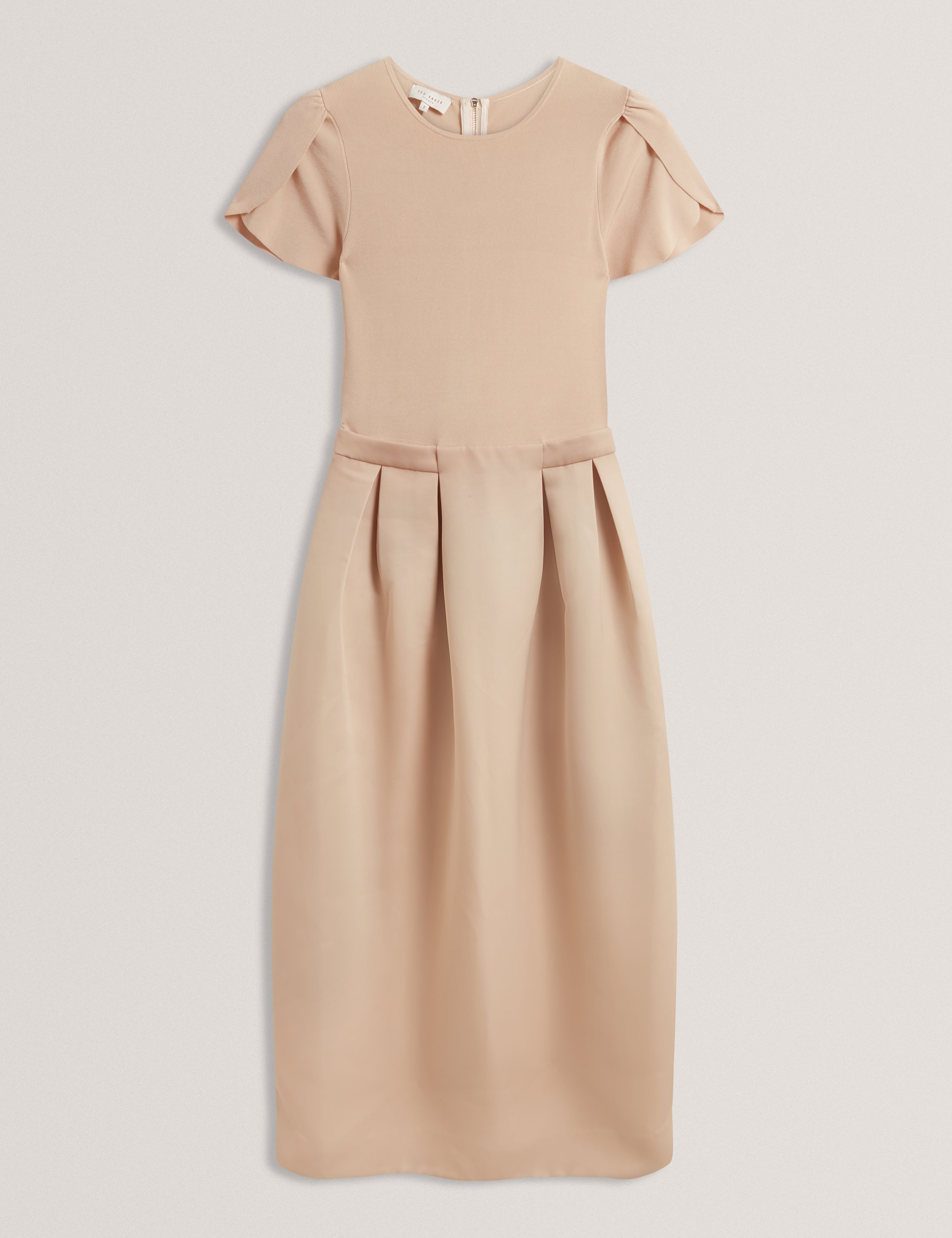 Evanie Mockable Tulip Sleeve Midi Dress Natural