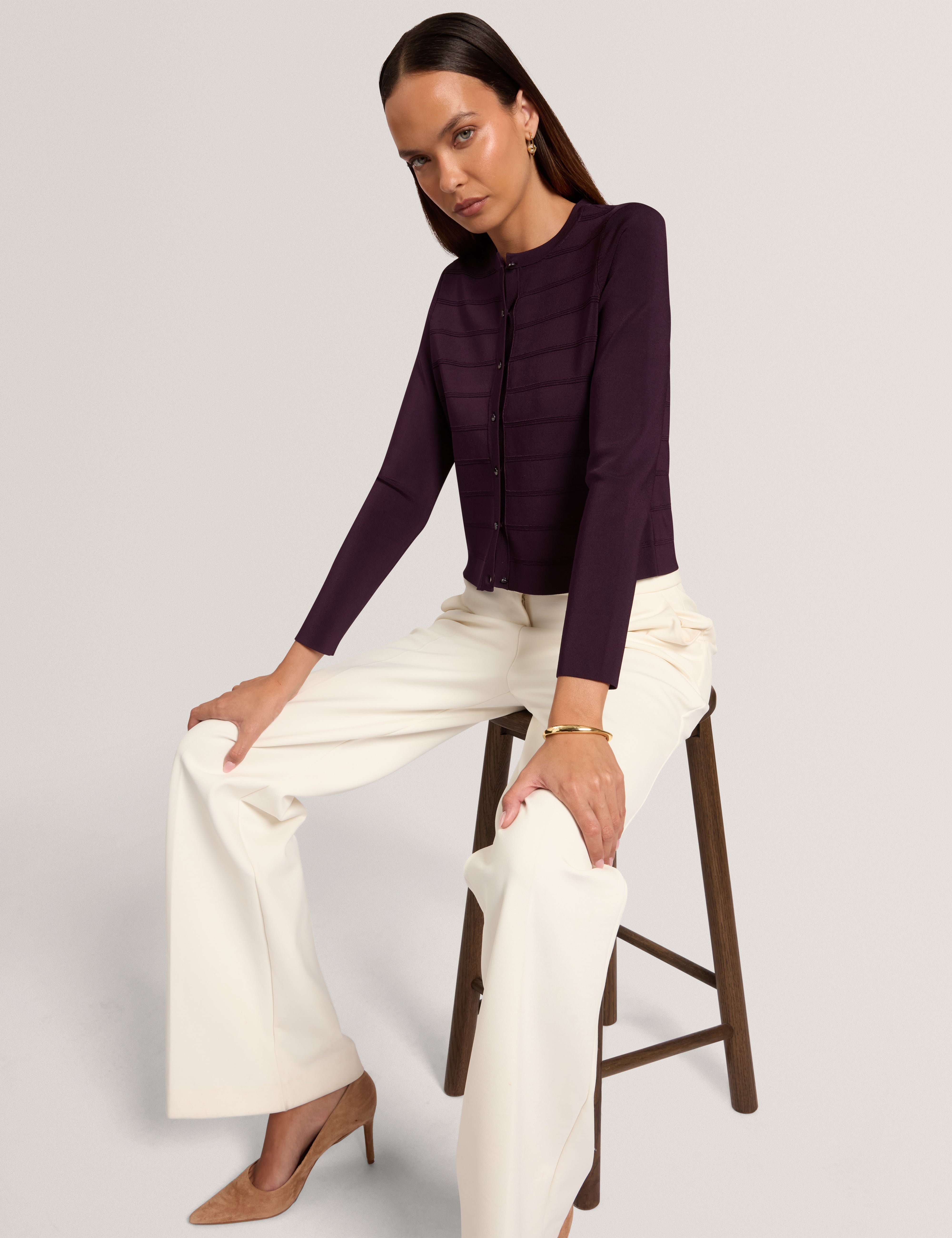 Rellia Cropped Bandage Cardigan Dp-Purple