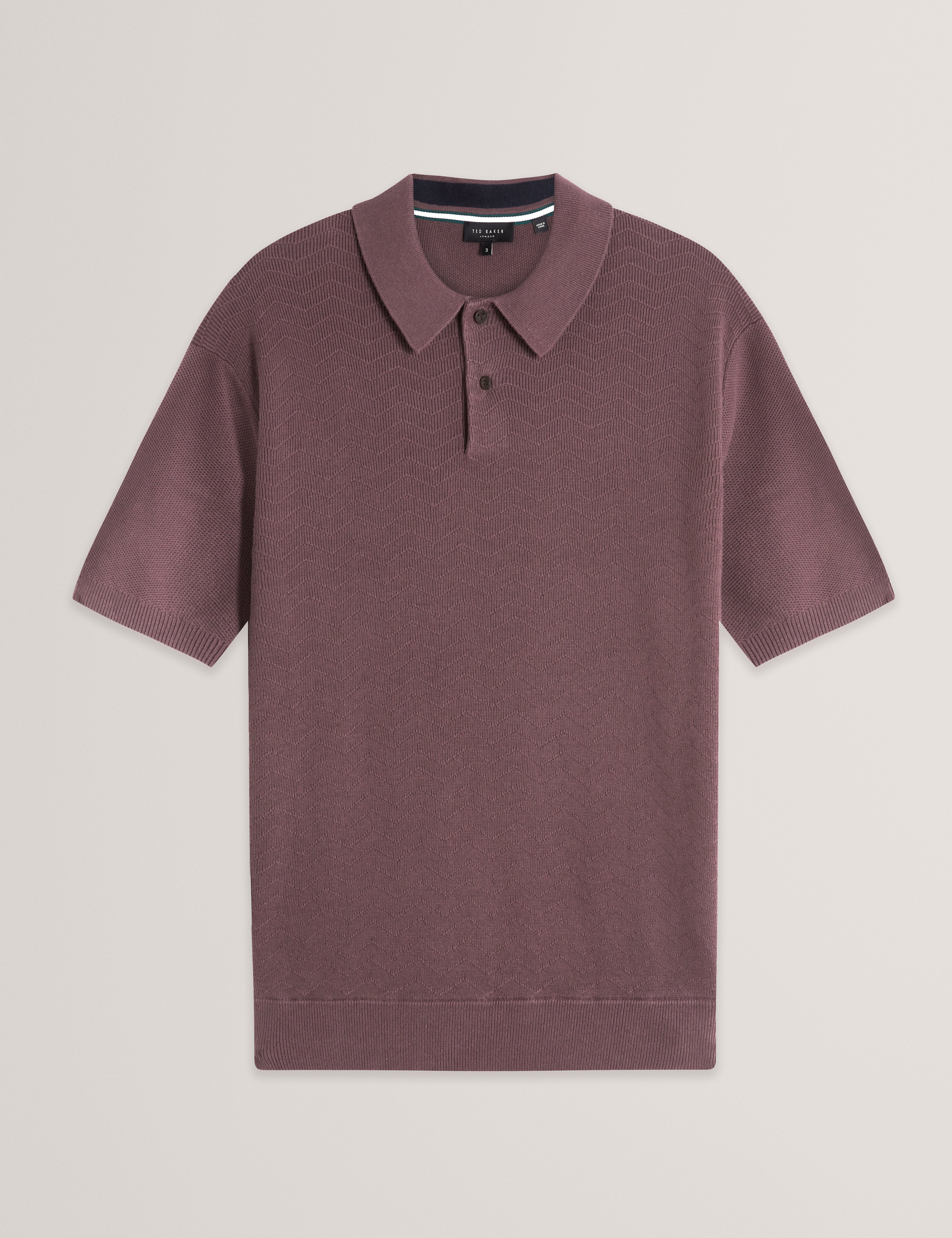 Hamels Short Sleeve Mixed Stitch Button Polo Dk-Brown