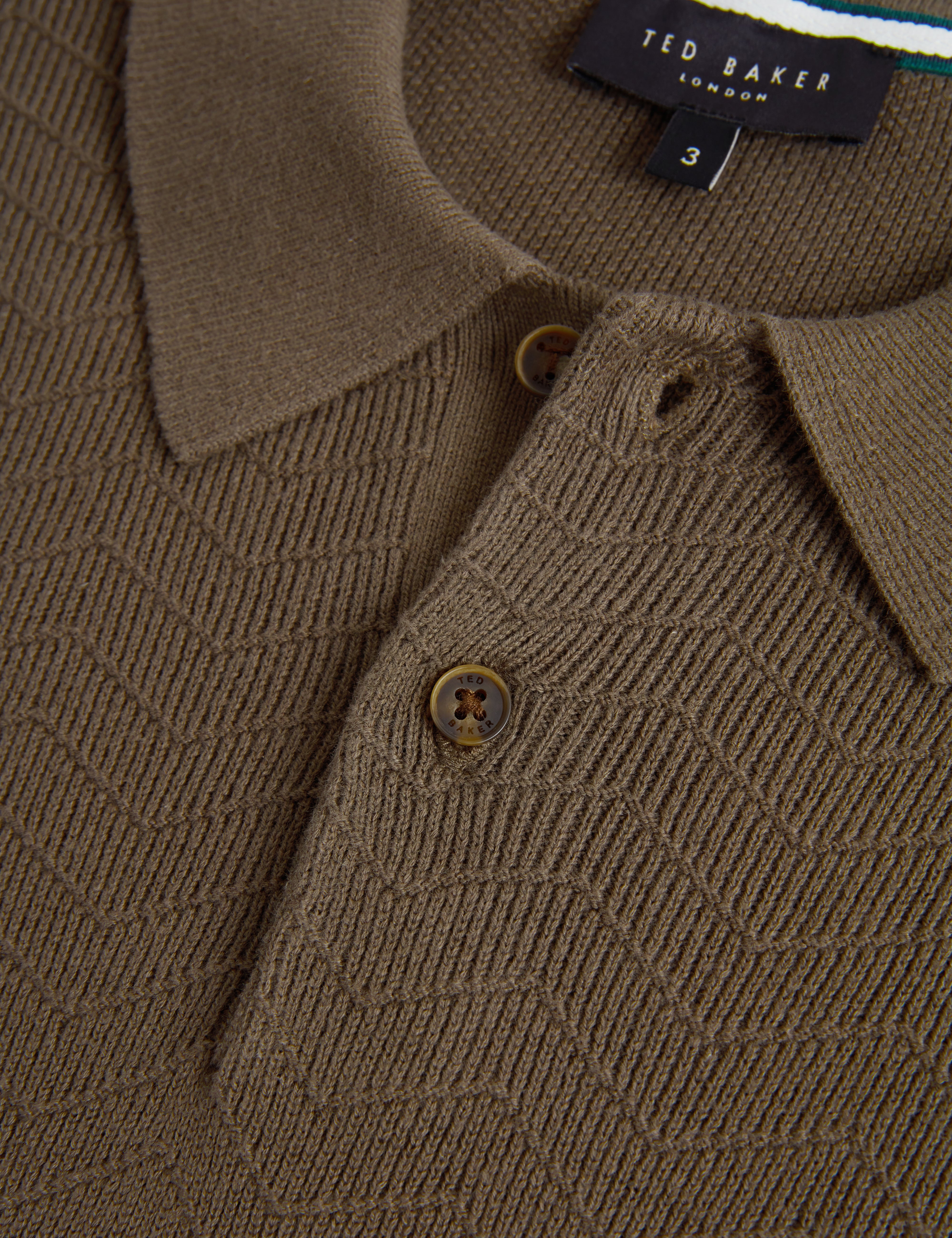 Hamels Short Sleeve Mixed Stitch Button Polo Olive