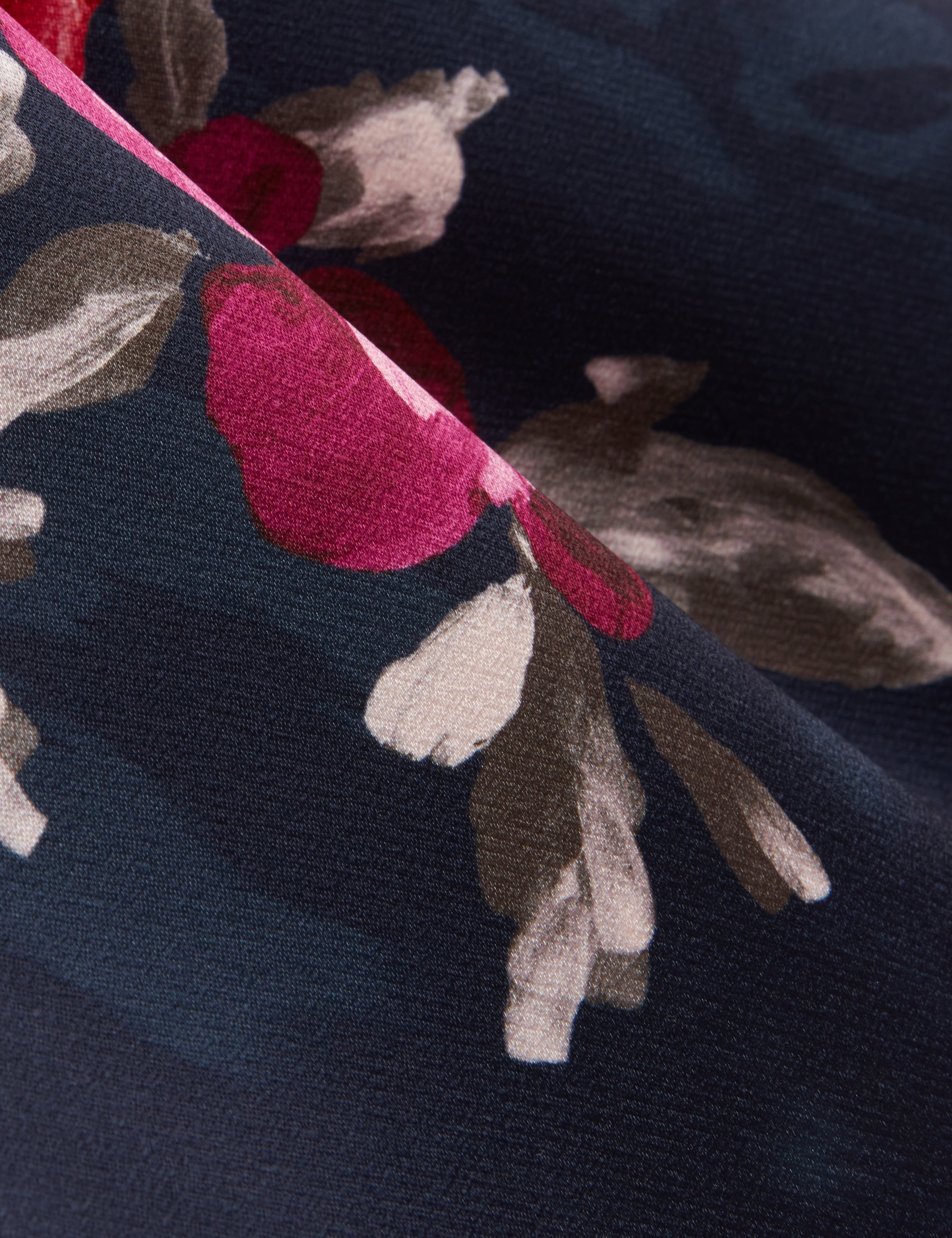 Wickla Floral Printed Drape Neck Midi Dress Navy