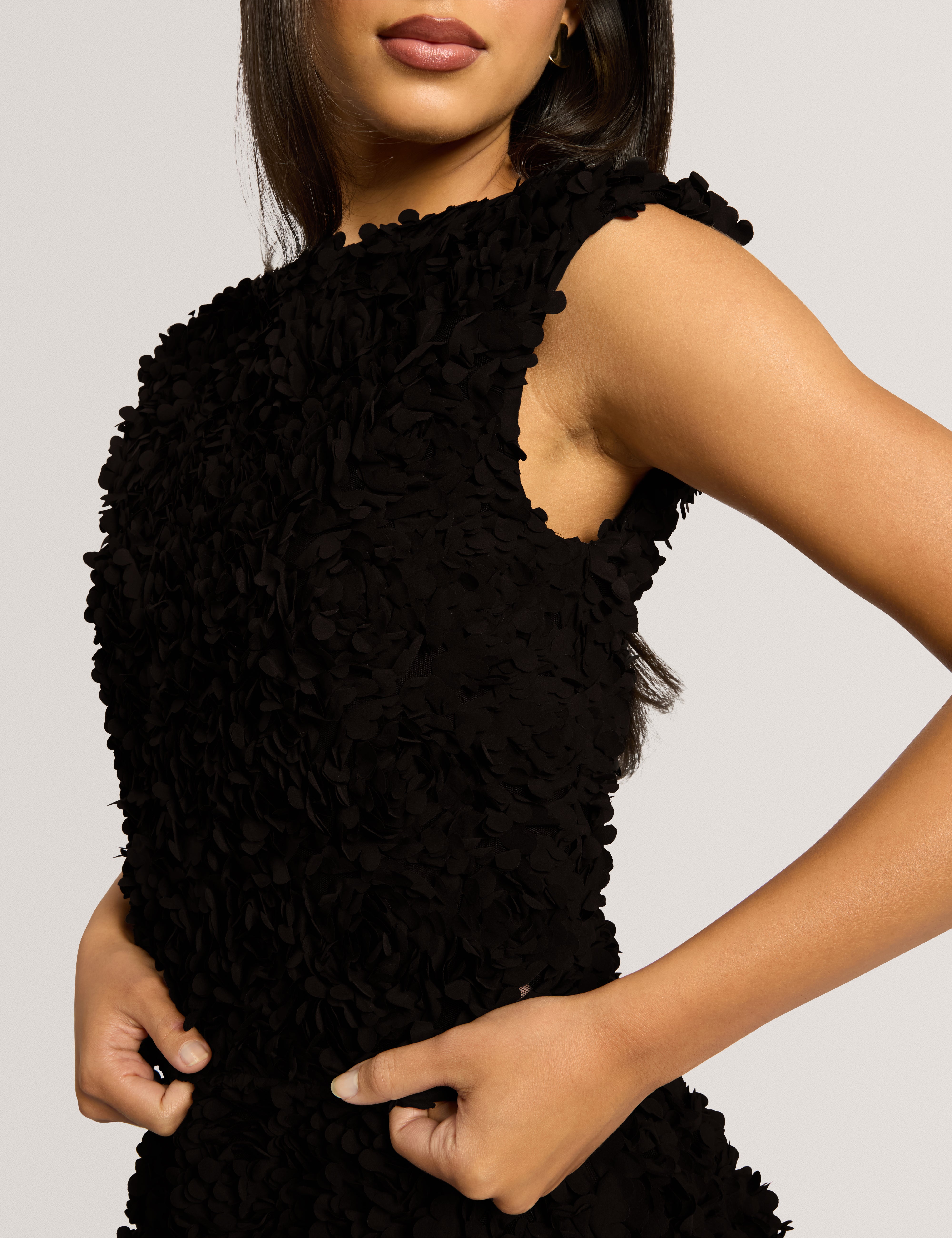 Bakaa Short Sleeve Textured Fabric Top Black