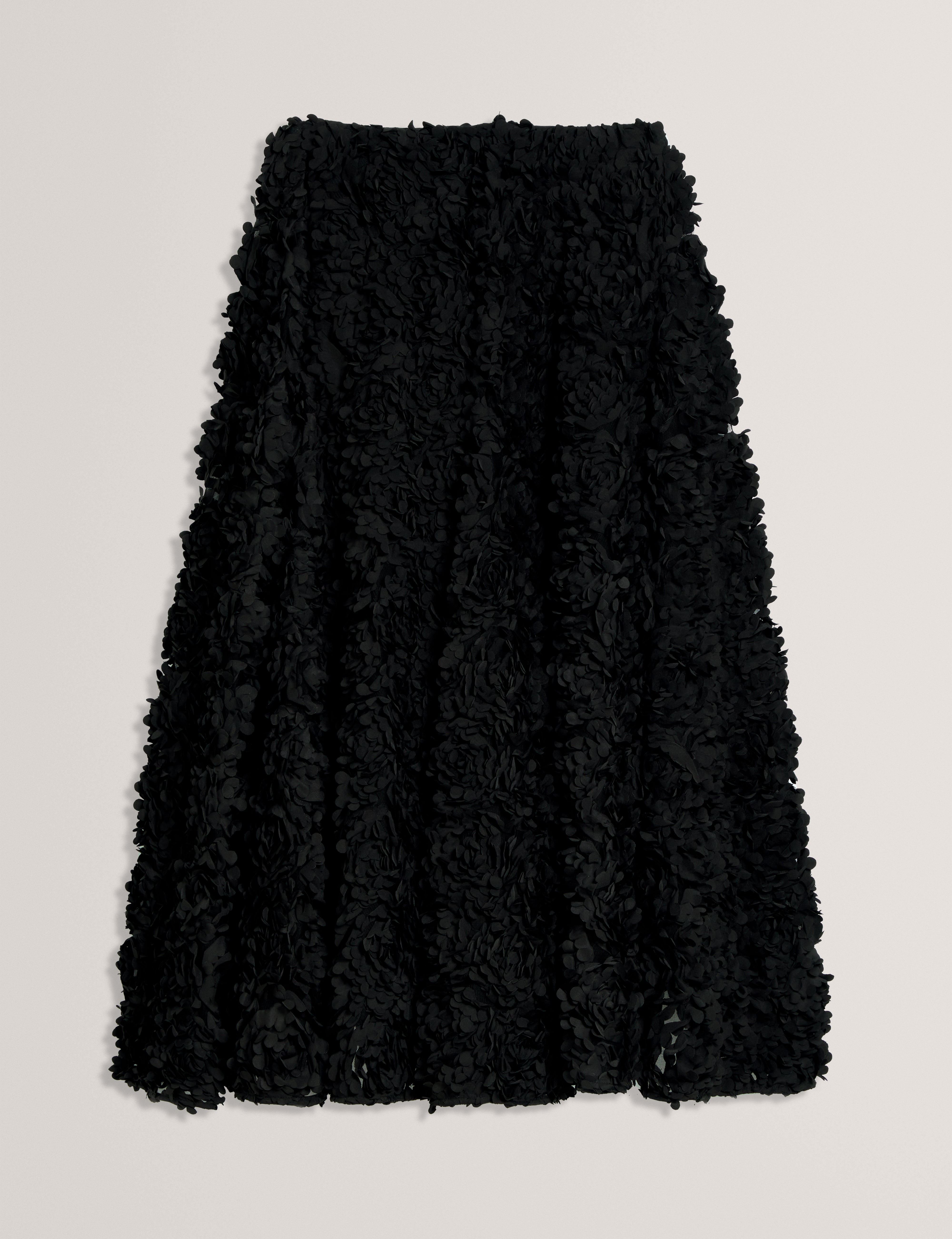 Solica Textured Fabric Full Midi Skirt Black