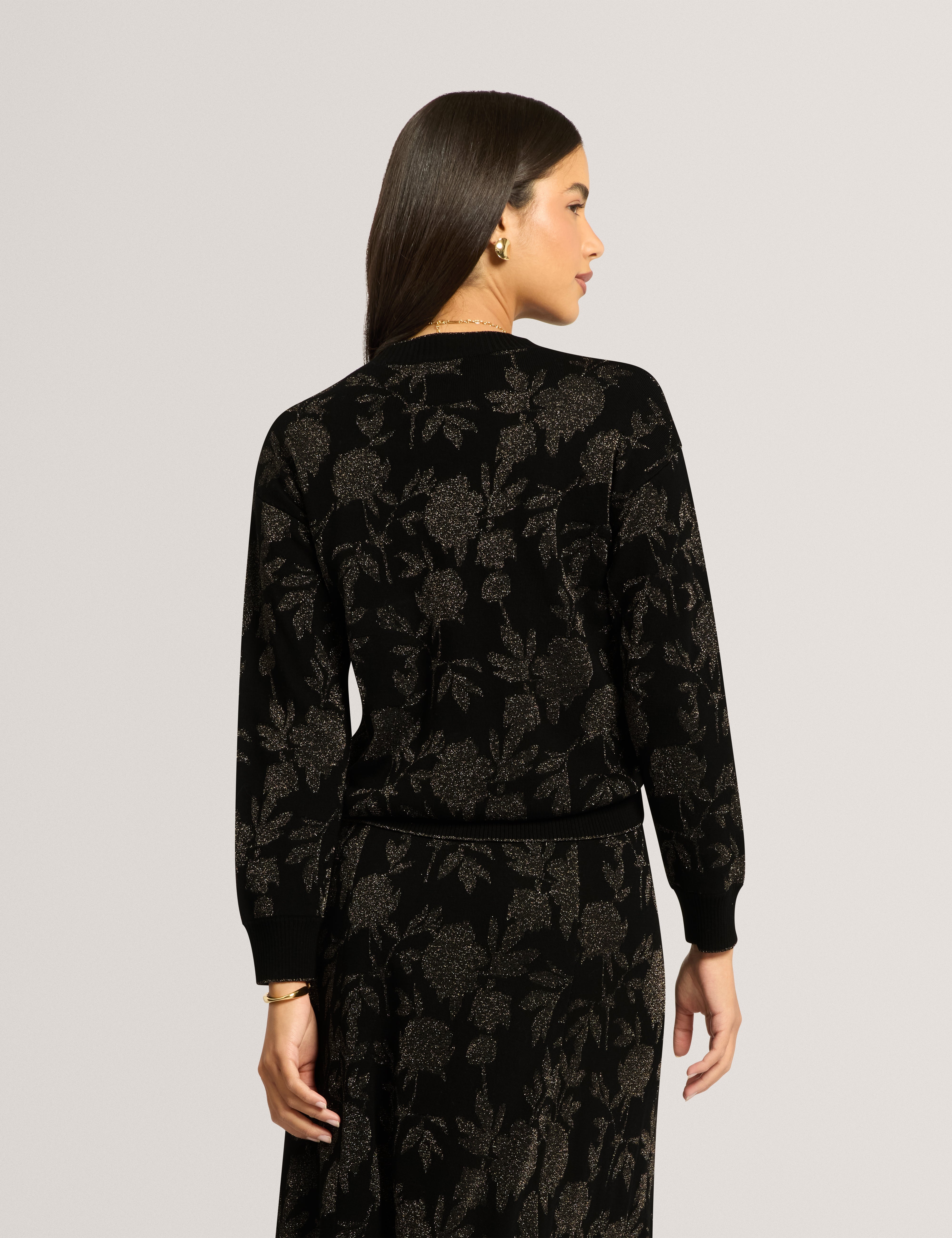 Hesila Cropped Jacquard Jumper Black