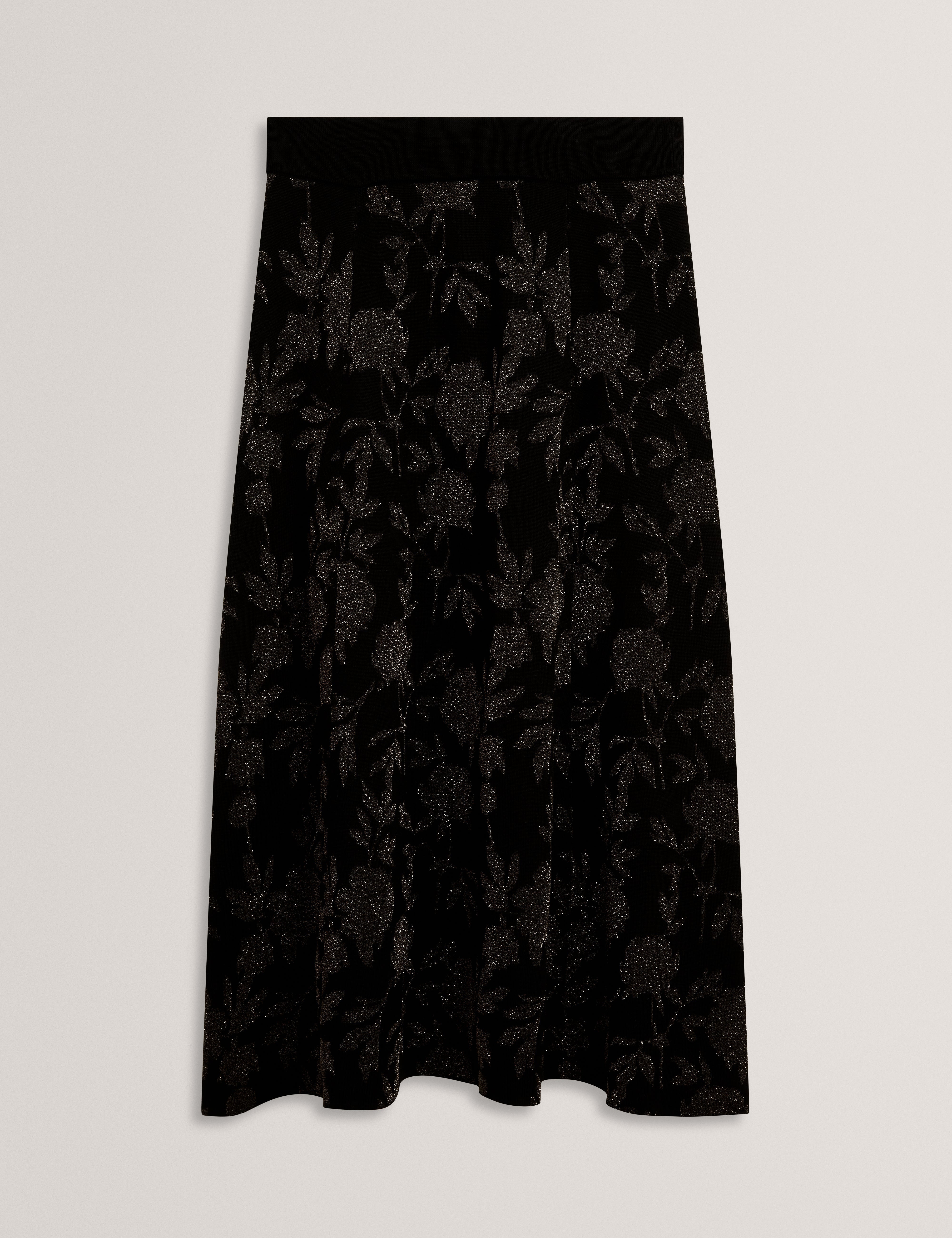 Zolana Jacquard A Line Midi Skirt Black