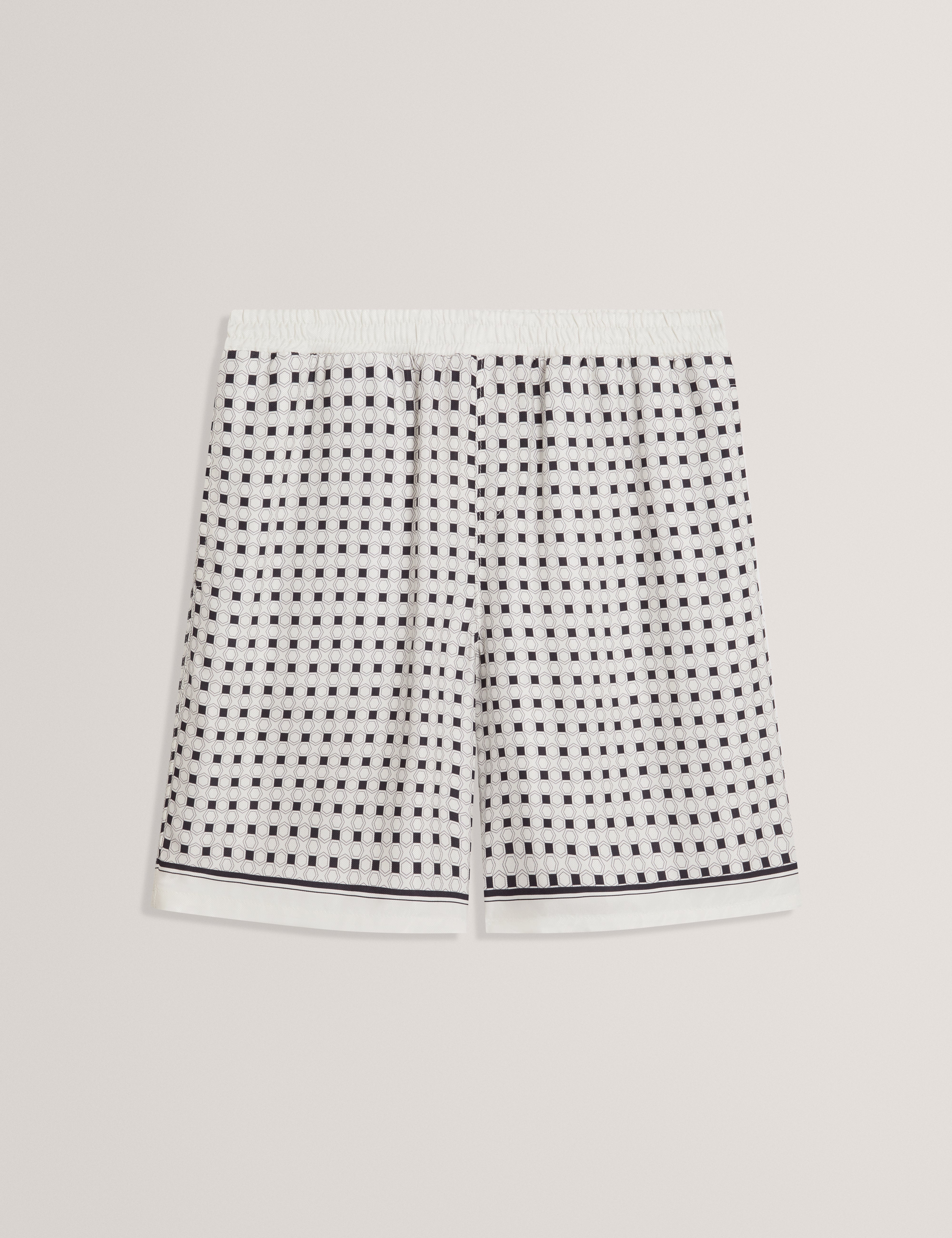 Attlass Relaxed Boarder Geo Print Short Ecru