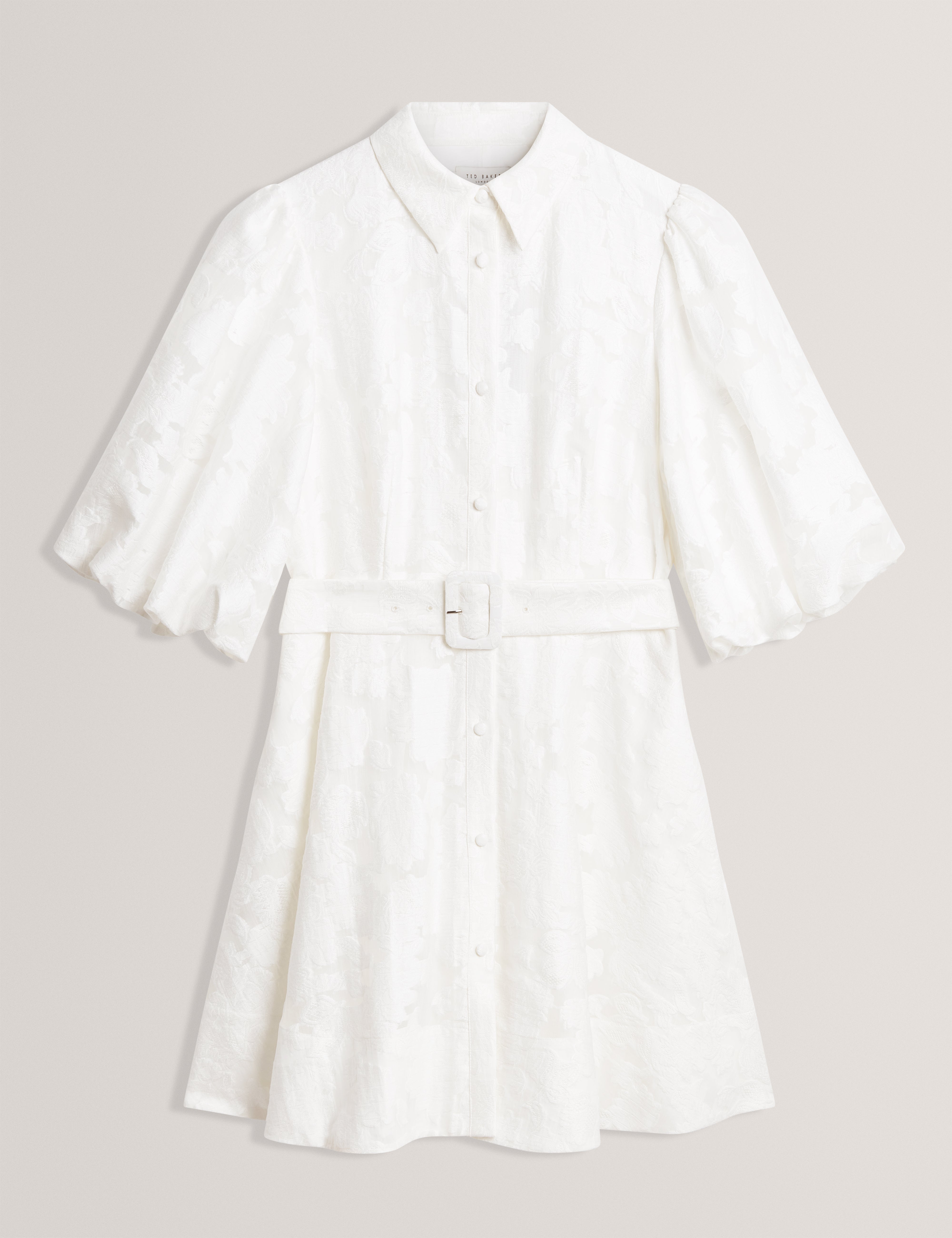 Antya Textured Puff Sleeve Mini Dress White